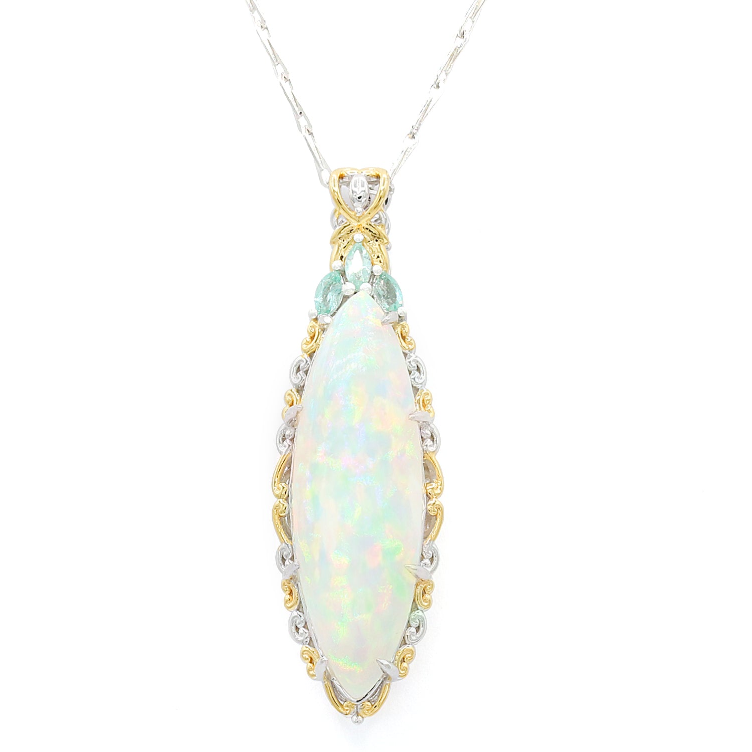 Limited Edition Gems en Vogue Luxe, One-of-a-Kind 13.42ctw Ethiopian Opal & Dauphin Apatite Pendant