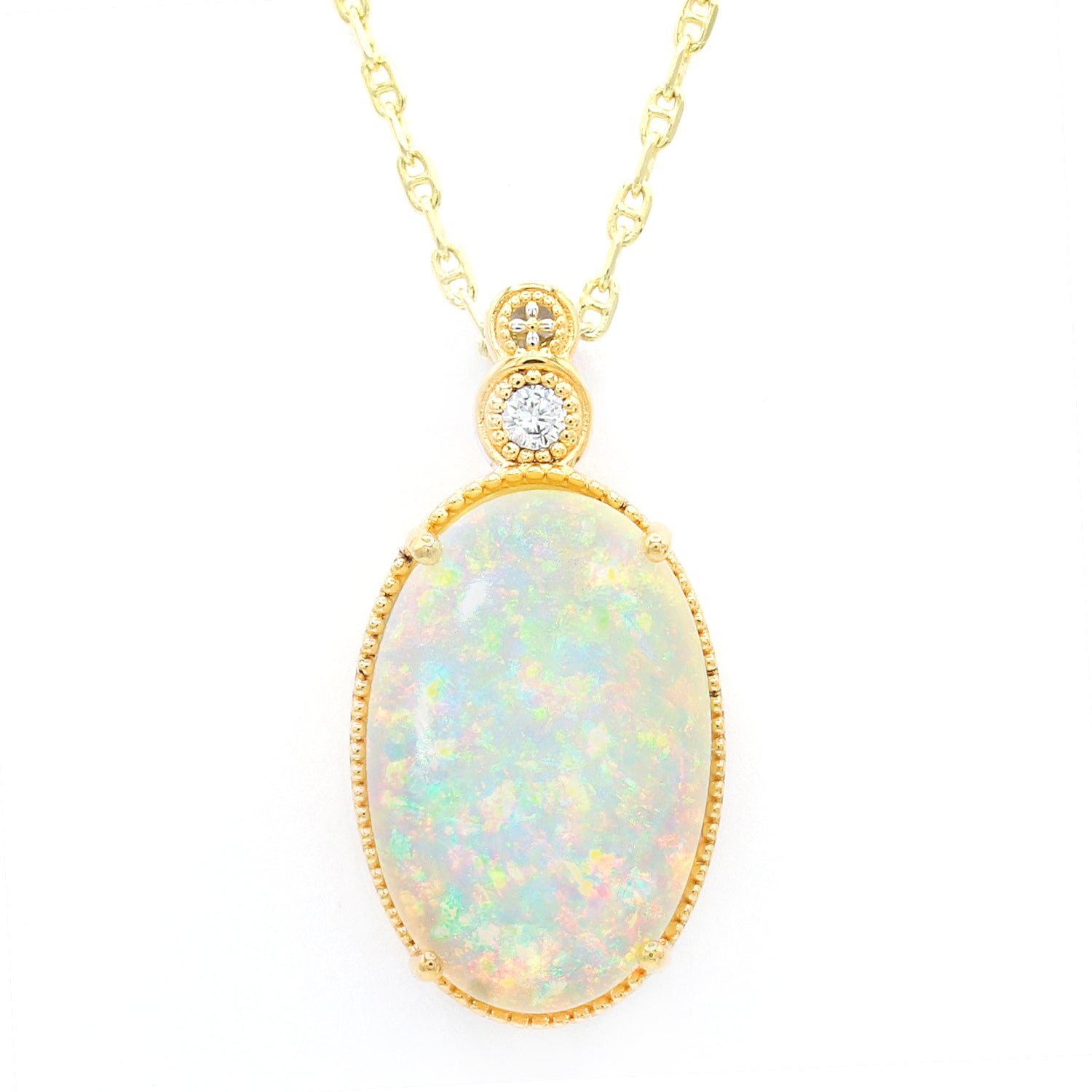 Limited Edition Gems en Vogue Luxe, One-of-a-Kind 19.15ctw Ethiopian Opal & White Zircon Pendant