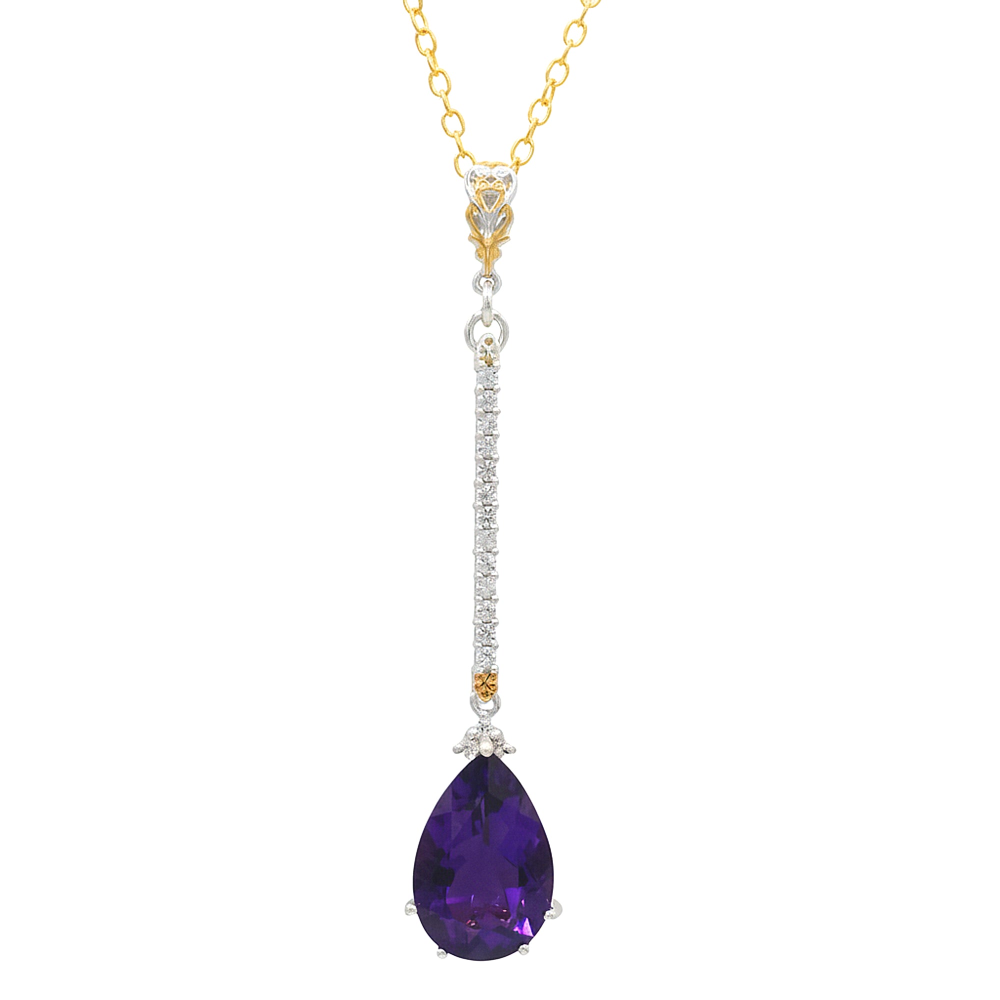 Gems en Vogue One-of-a-kind 24K Palladium Silver 5.33ctw Tanzanian Amethyst & White Zircon Pendant