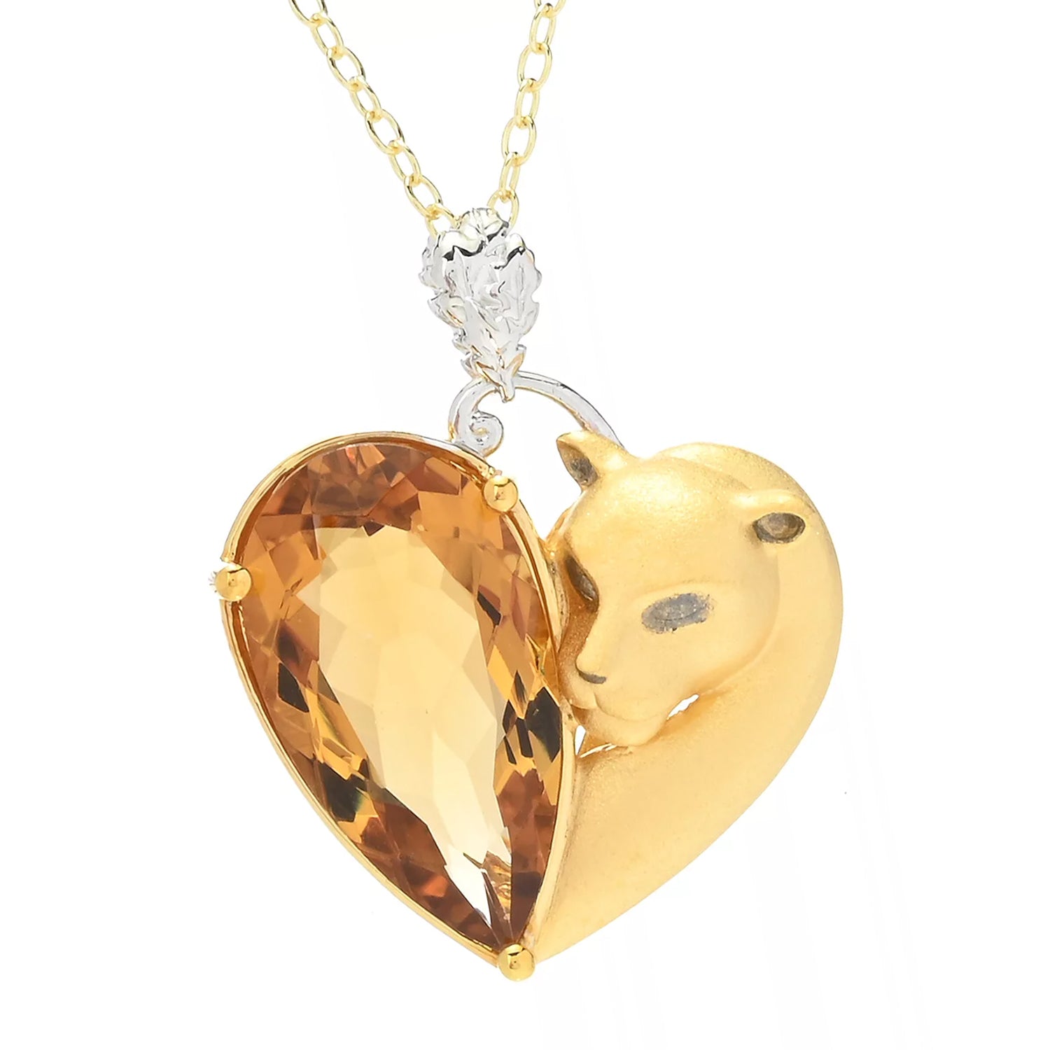 Gems en Vogue 11.30ctw Citrine Heart of the Panther Pendant