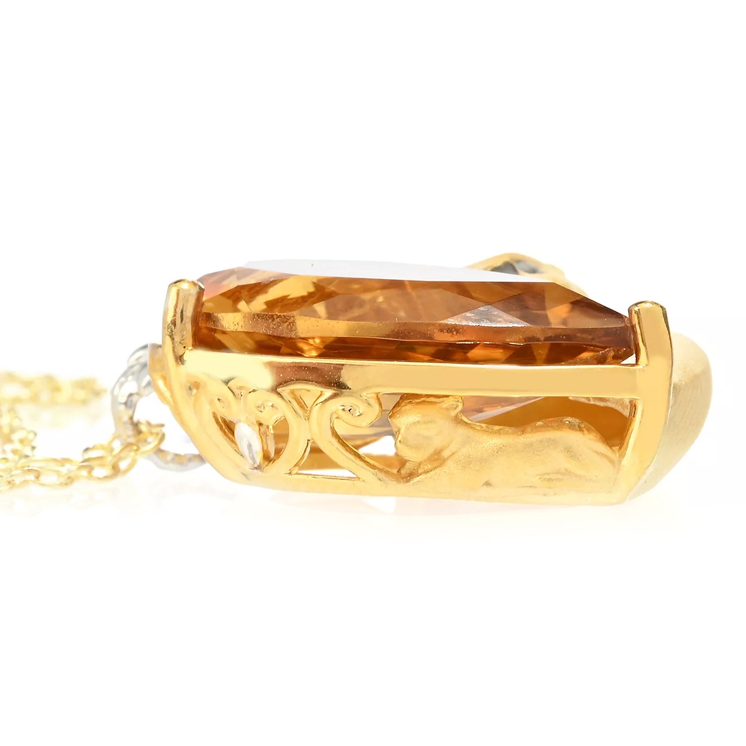 Gems en Vogue 11.30ctw Citrine Heart of the Panther Pendant