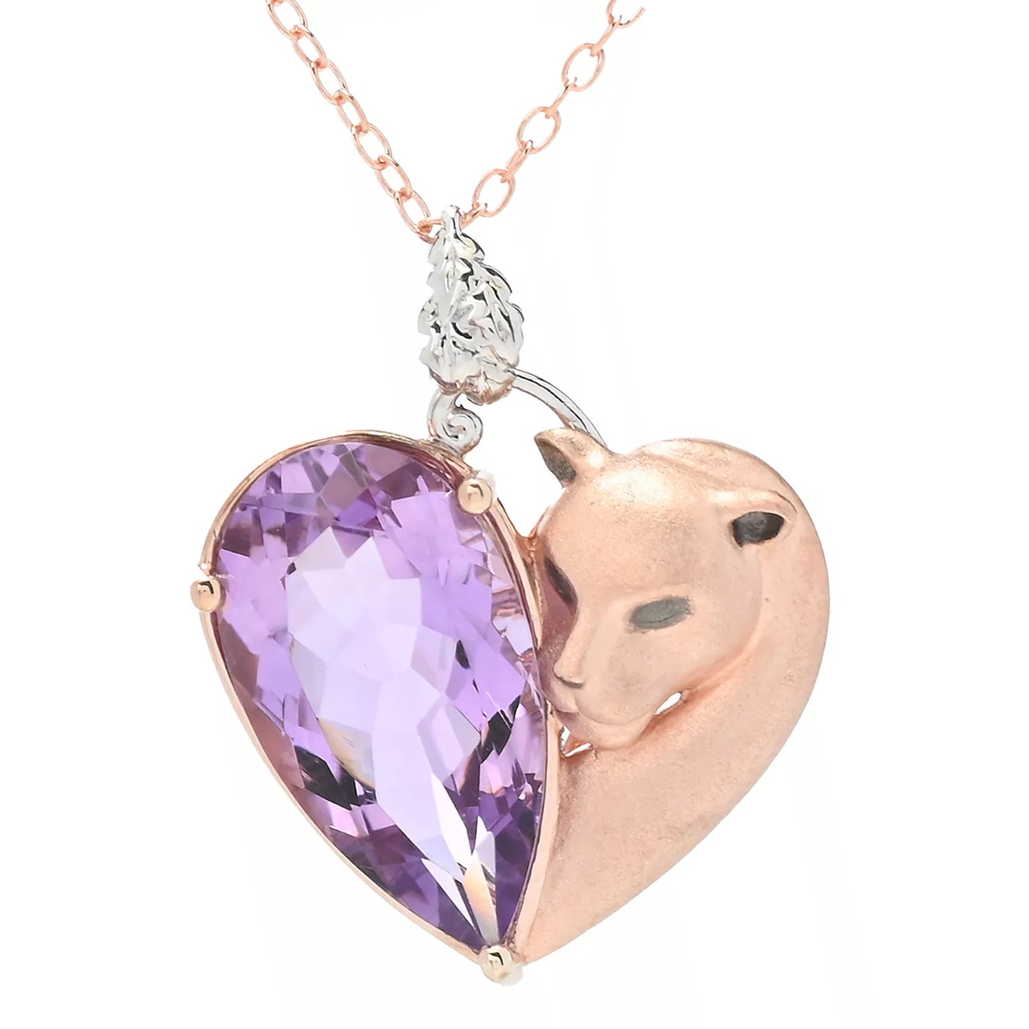 Gems en Vogue 11.17ctw Pink Amethyst Heart of the Panther Pendant