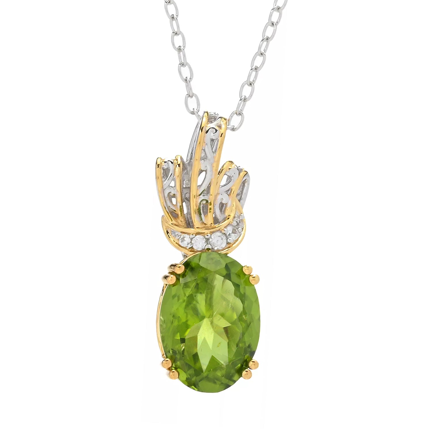 Gems en Vogue 7.20ctw Peridot & White Zircon Pendant