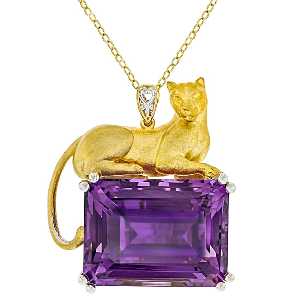 Pendentif auréole Gems en Vogue en améthyste Rio Grande trillion et zircon blanc 5,67 carats