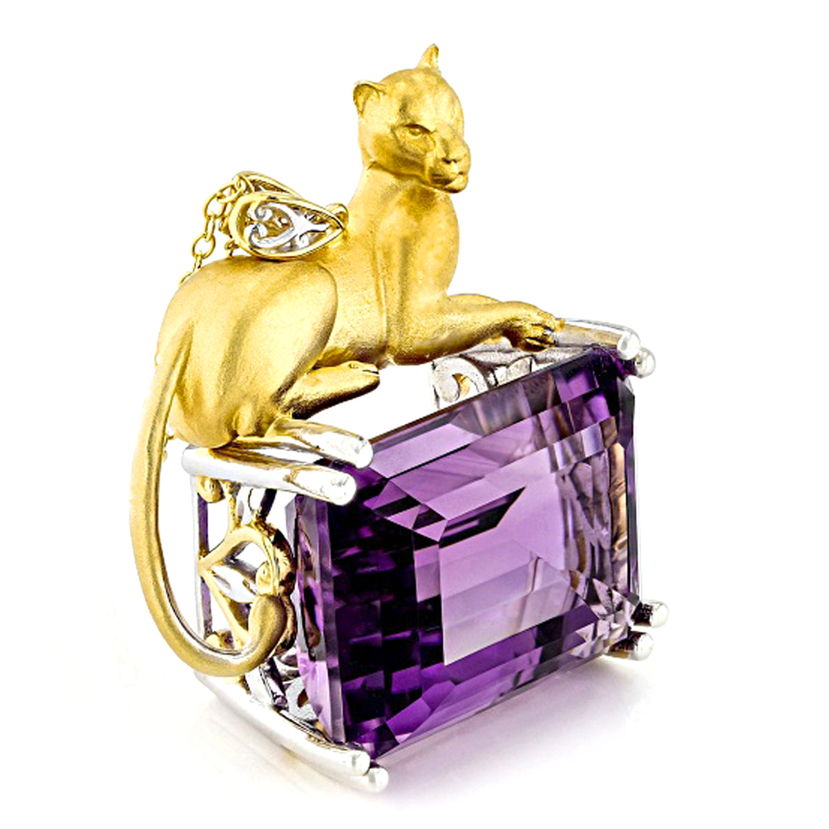 Pendentif auréole Gems en Vogue en améthyste Rio Grande trillion et zircon blanc 5,67 carats
