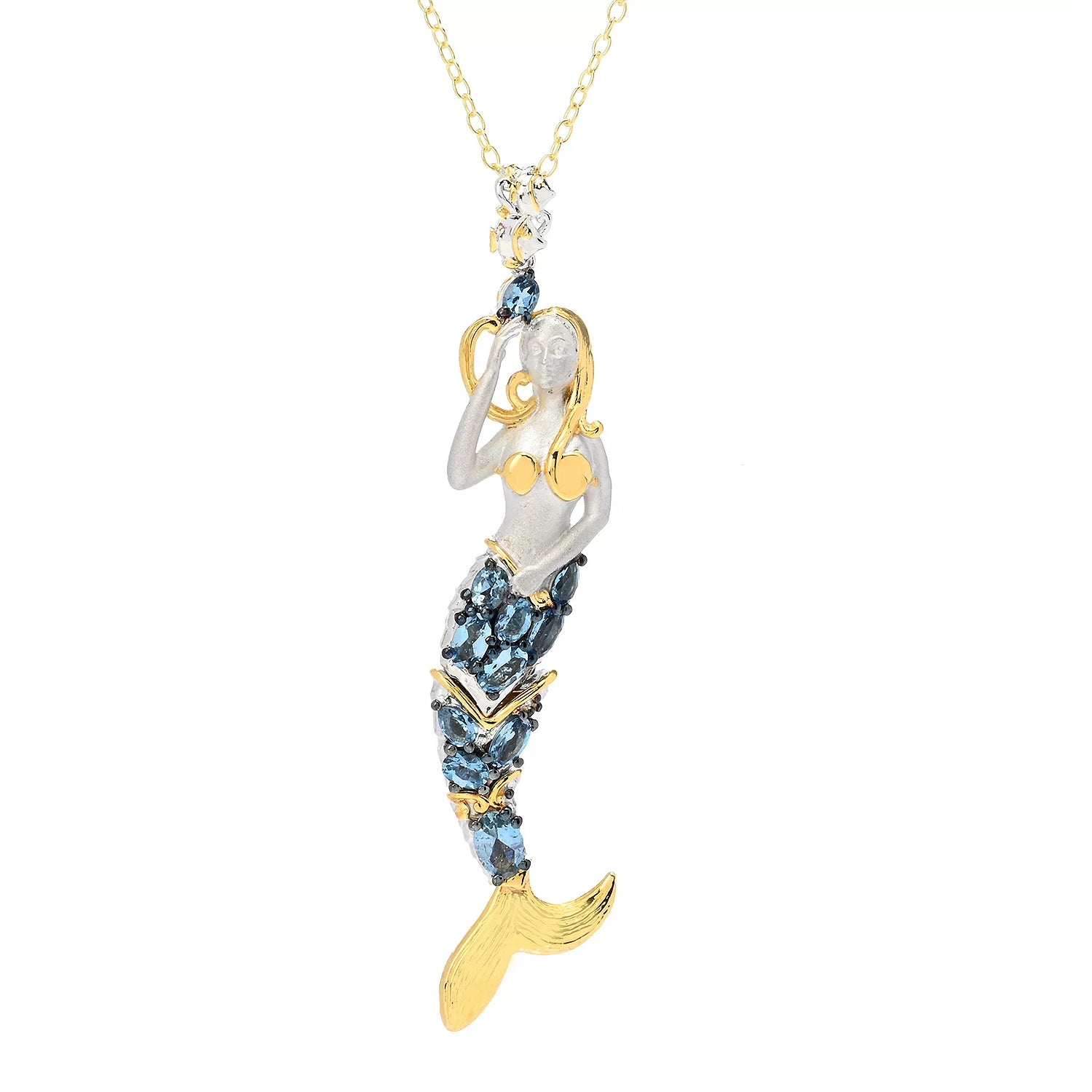 Gems en Vogue 1.88ctw Santa Maria Aquamarine Mermaid Pendant