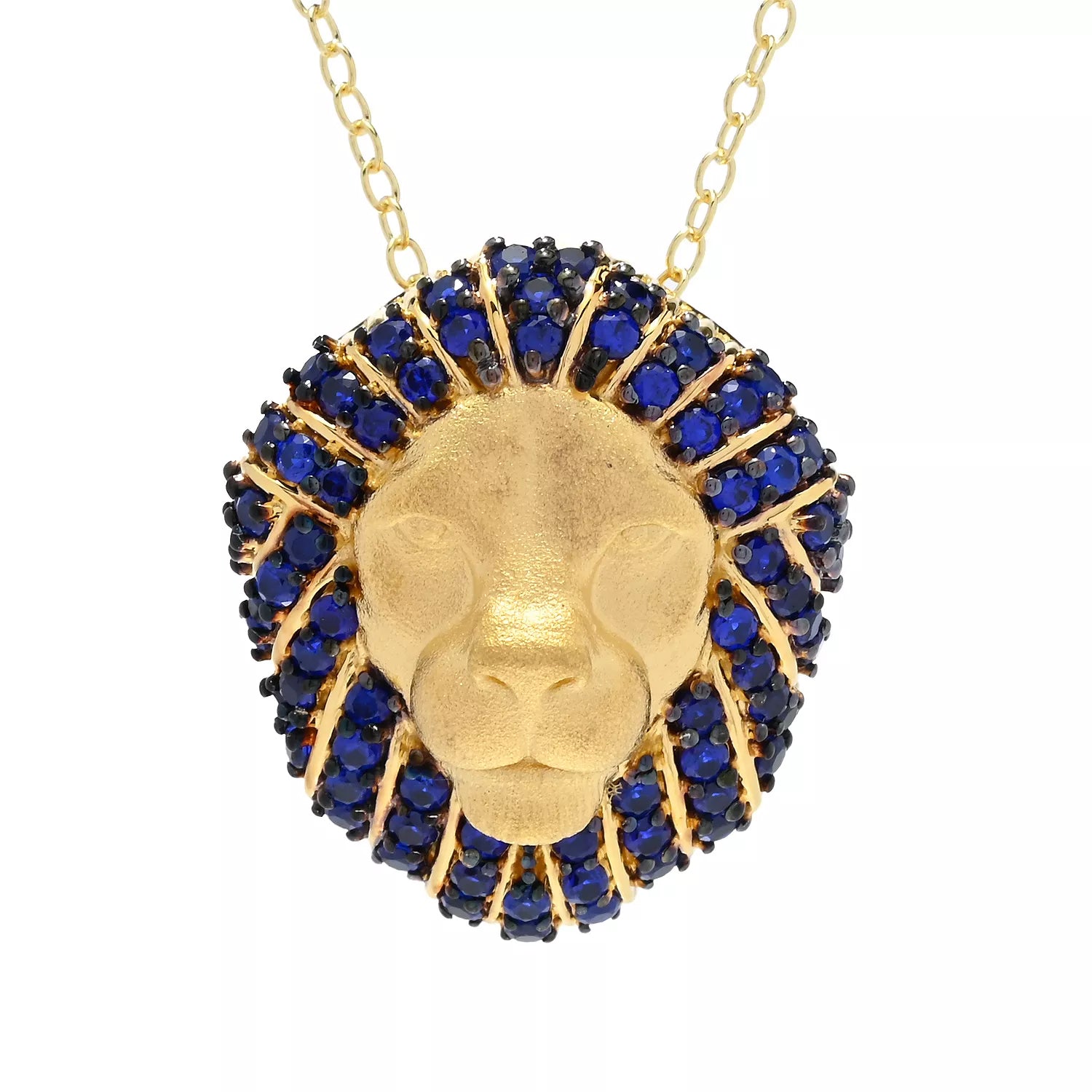 Gems en Vogue 2.11ctw Cobalt Blue Spinel Lion Pin/Pendant