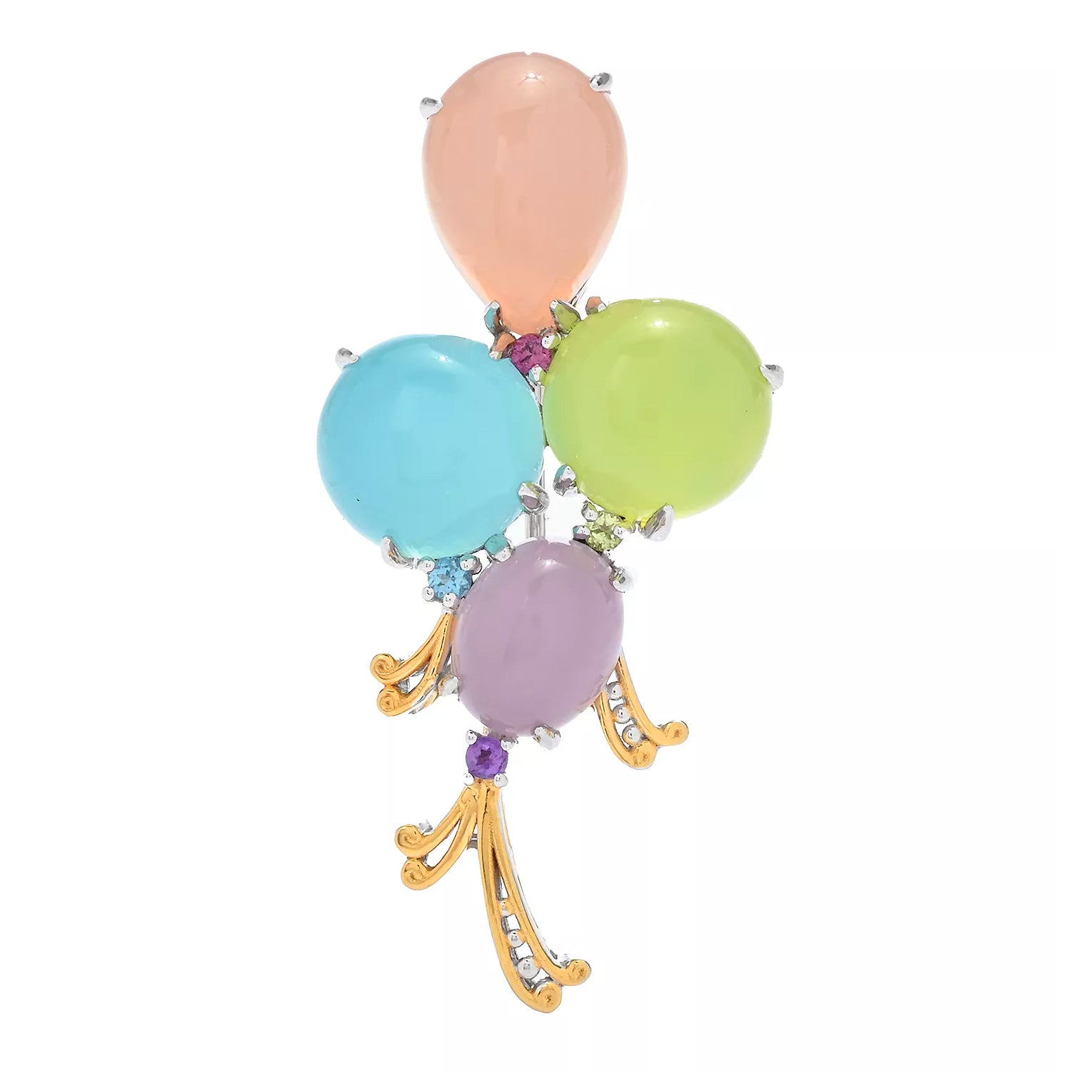 Gems en Vogue Chalcedony & Multi Gemstones Balloon Brooch