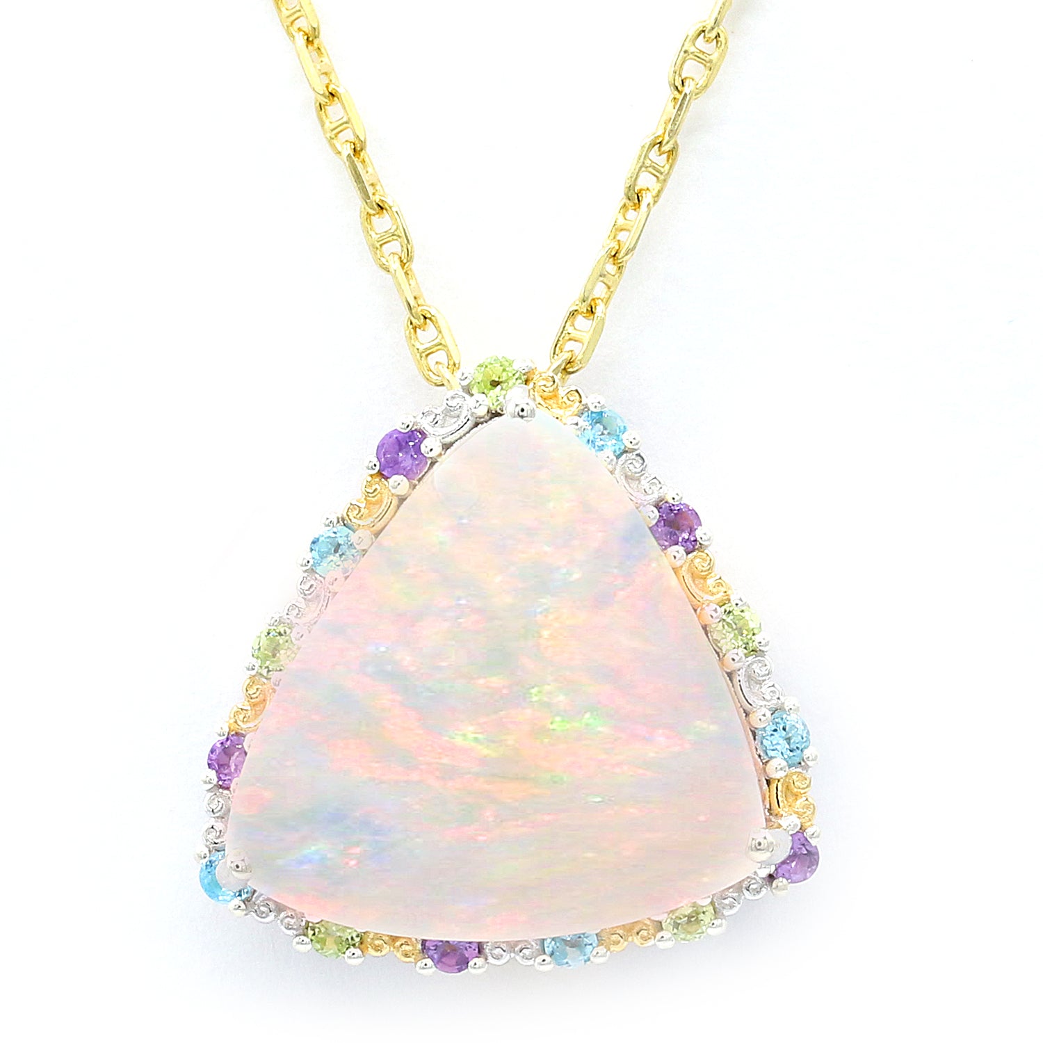 Limited Edition Gems en Vogue Luxe, One-of-a-Kind 16.00ctw White Ethiopian Opal & Multi Gemstones Pendant