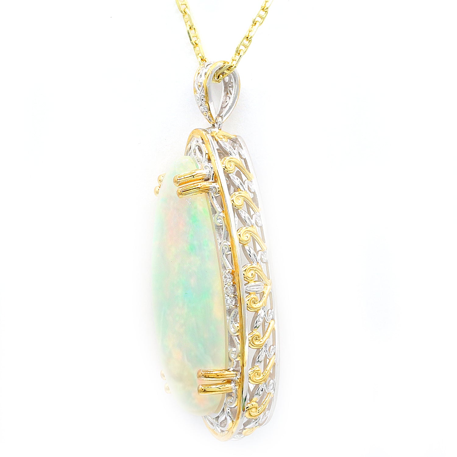 Limited Edition Gems en Vogue Luxe, One-of-a-Kind 16.45ctw Ethiopian Opal & White Zircon Pendant