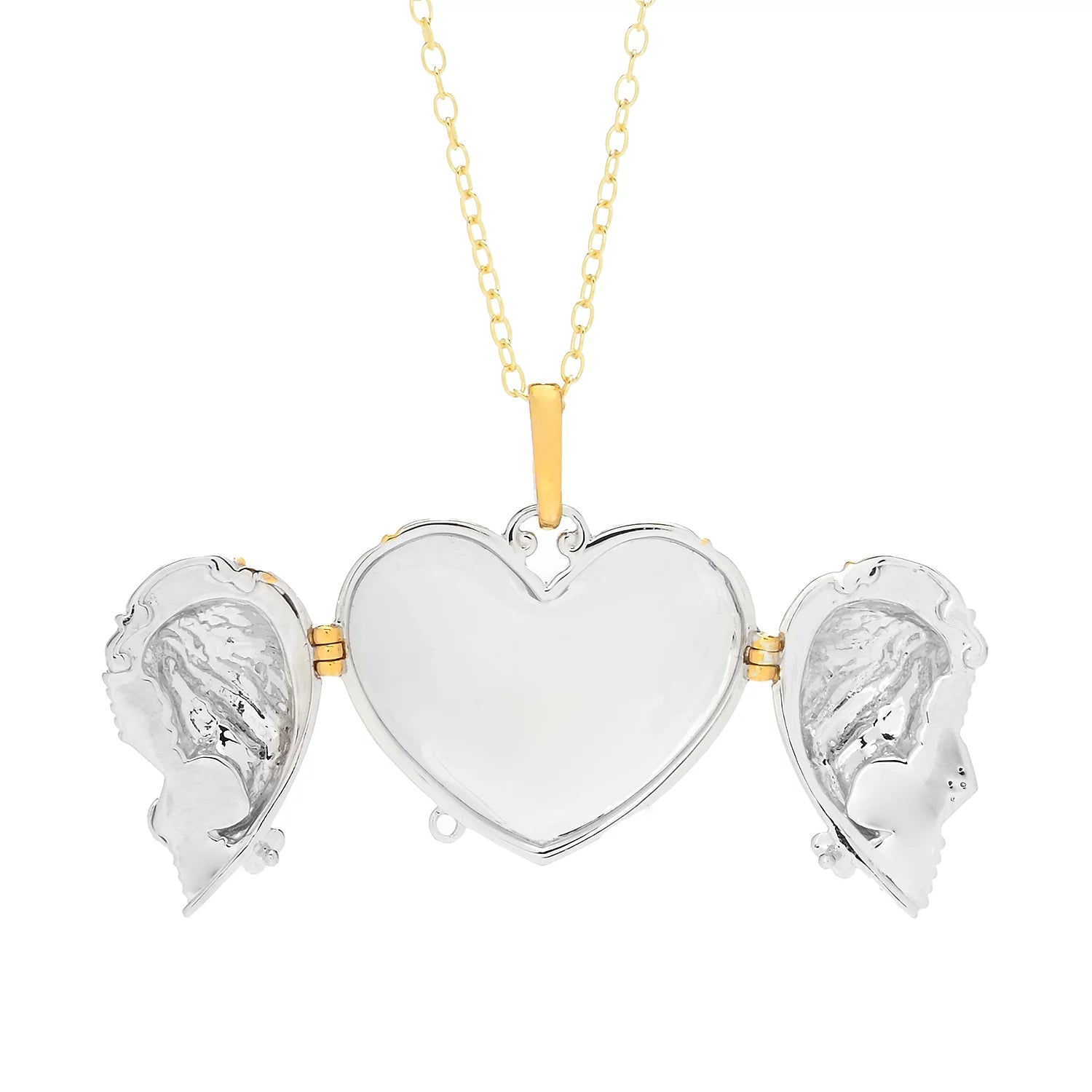 Gems en Vogue 0.02ctw Diamond Lady Heart Locket Pendant