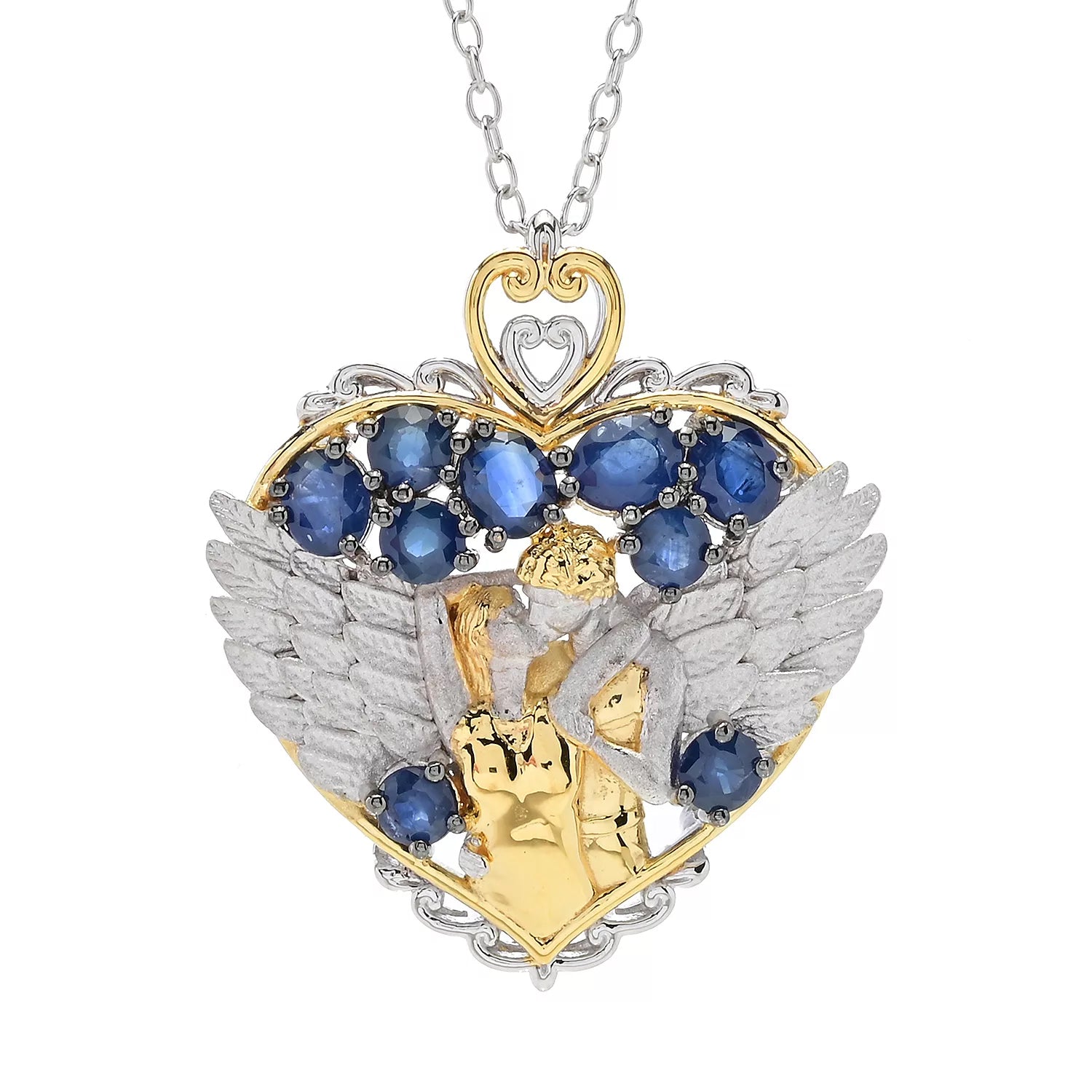 Gems en Vogue 3.05ctw Royal Blue Sapphire Heart Pendant