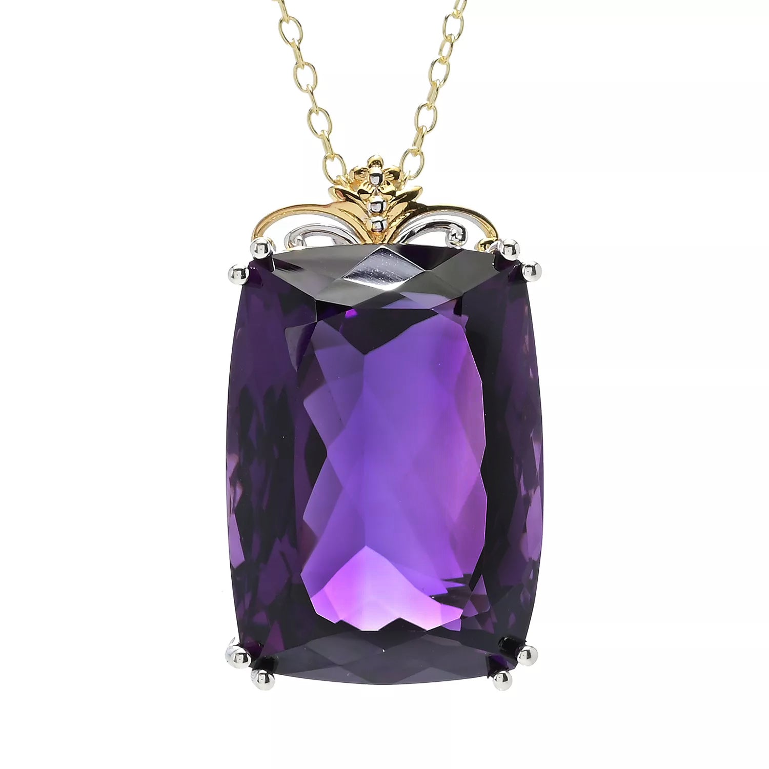 Gems en Vogue 52.00ctw Cushion Shape Tanzanian Amethyst Honker Pendant