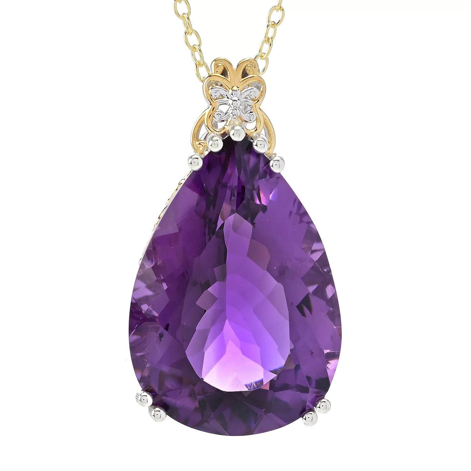 Gems en Vogue 40.00ctw Pear Shape Tanzanian Amethyst Honker Pendant