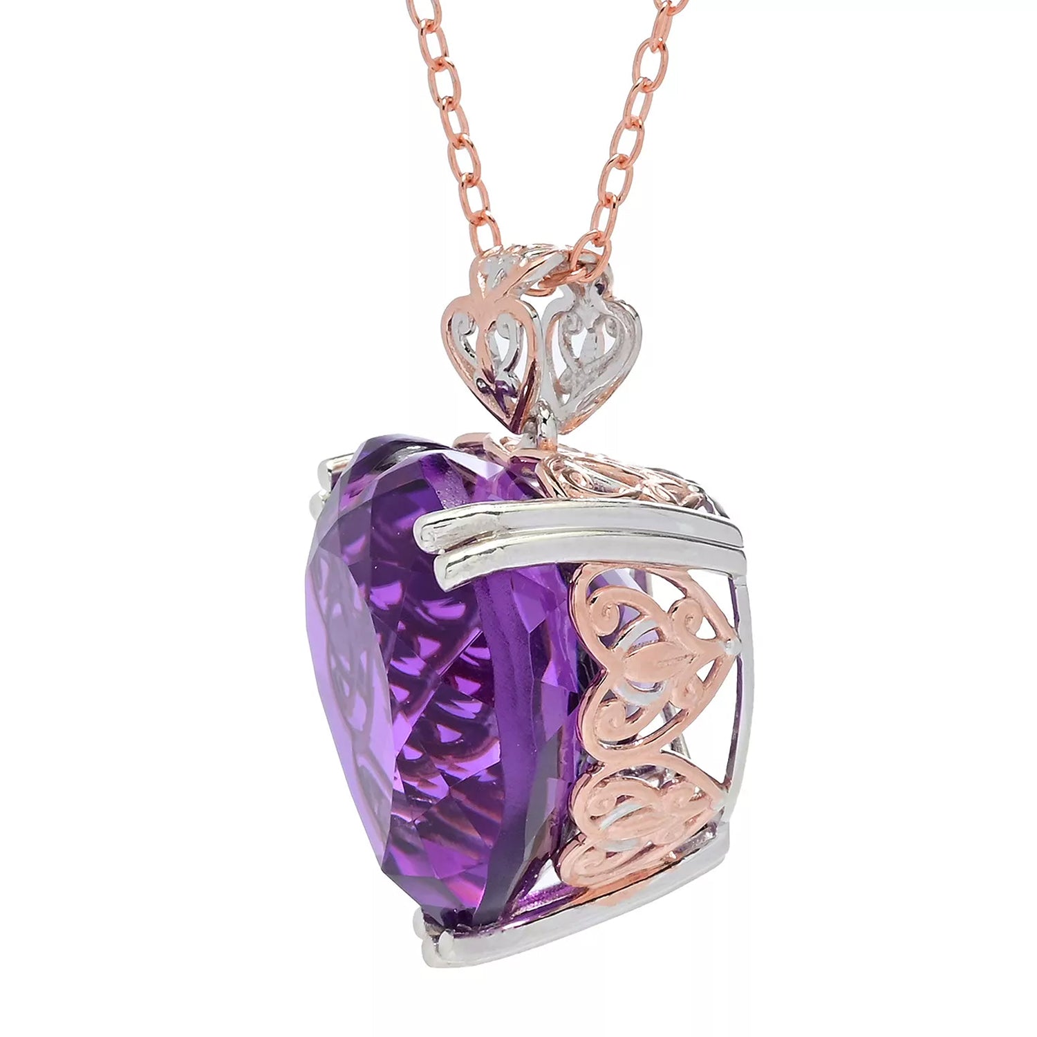 Gems en Vogue 29.00ctw Tanzanian Amethyst Honker Heart Pendant