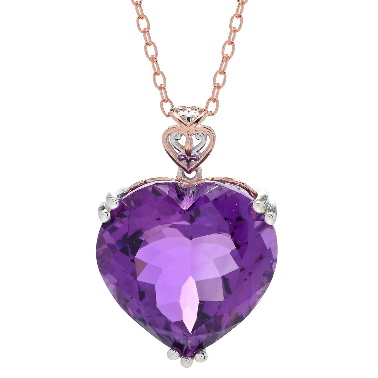 Gems en Vogue 29.00ctw Tanzanian Amethyst Honker Heart Pendant