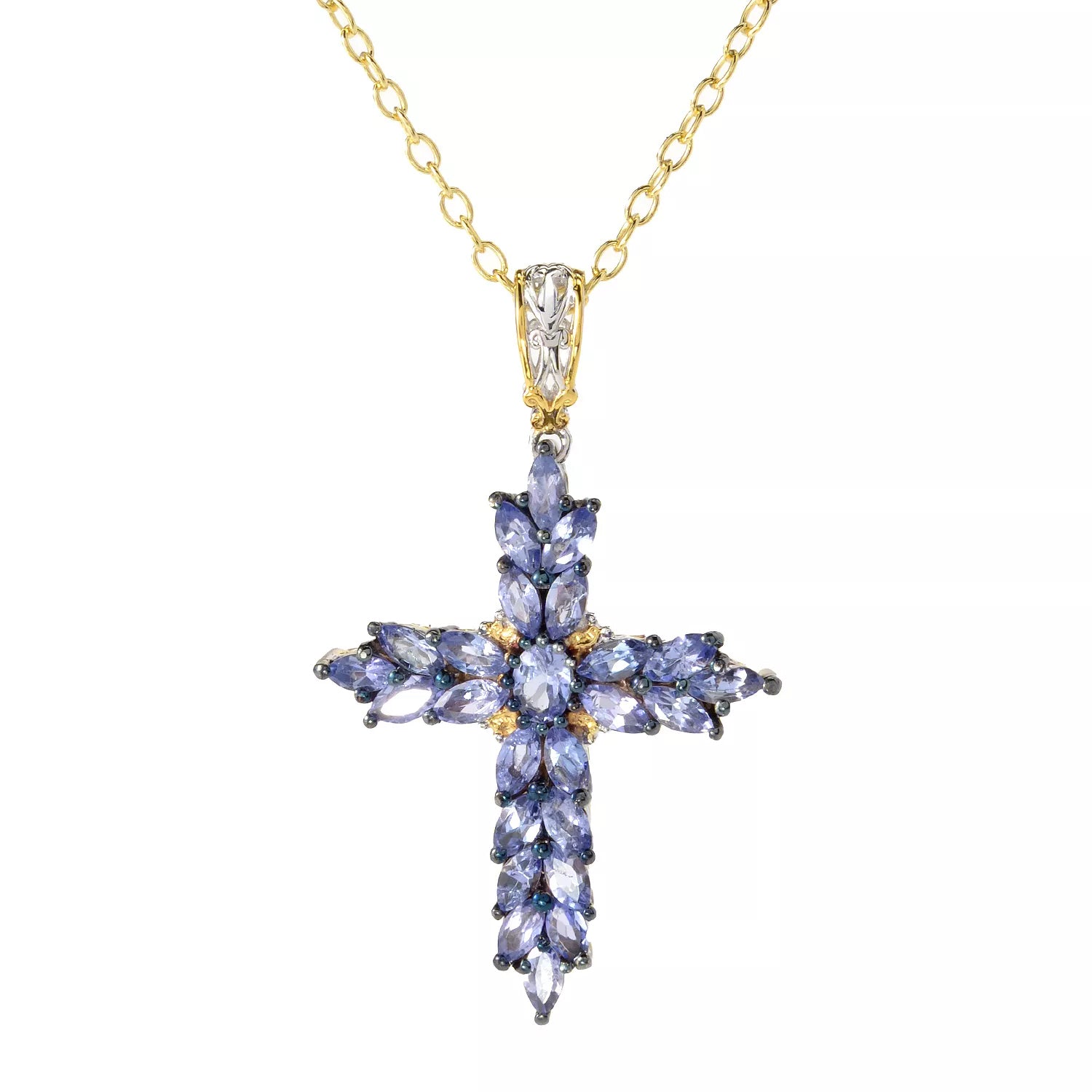 Gems en Vogue 2.21ctw Tanzanite Cross Pendant