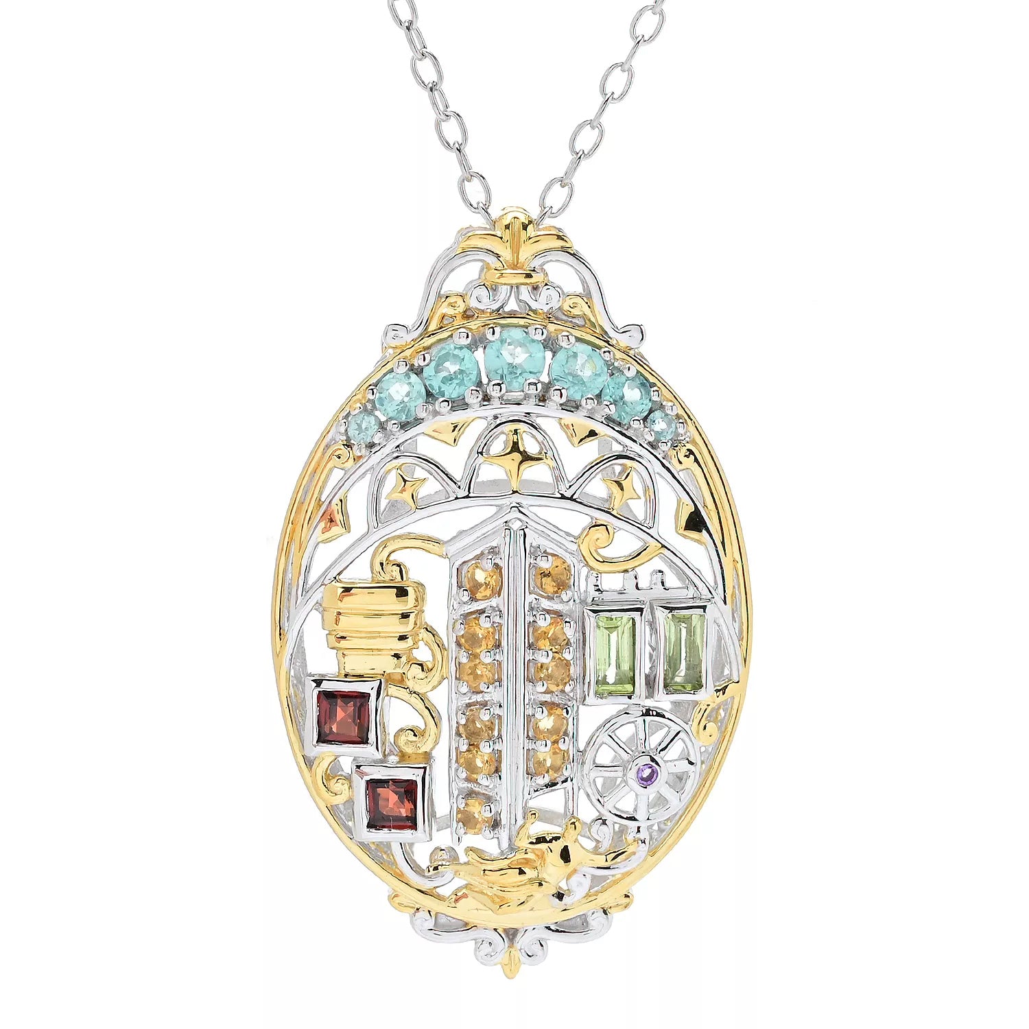 Gems en Vogue 1.43ctw Multi Gemstones New York Guide Pendant