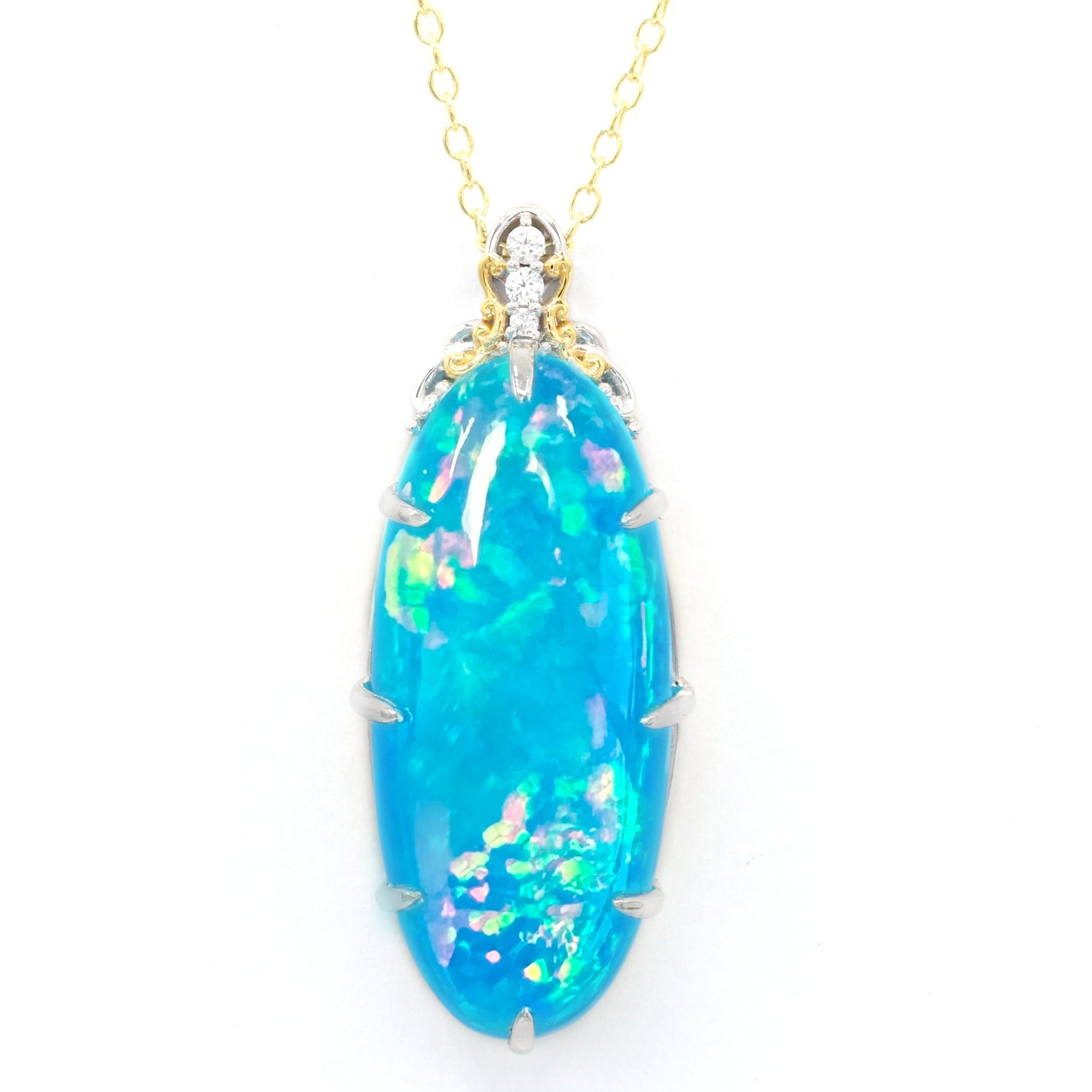 Limited Edition Gems en Vogue Luxe, One-of-a-Kind 25.44ctw Paraiba Opal & White Zircon Pendant