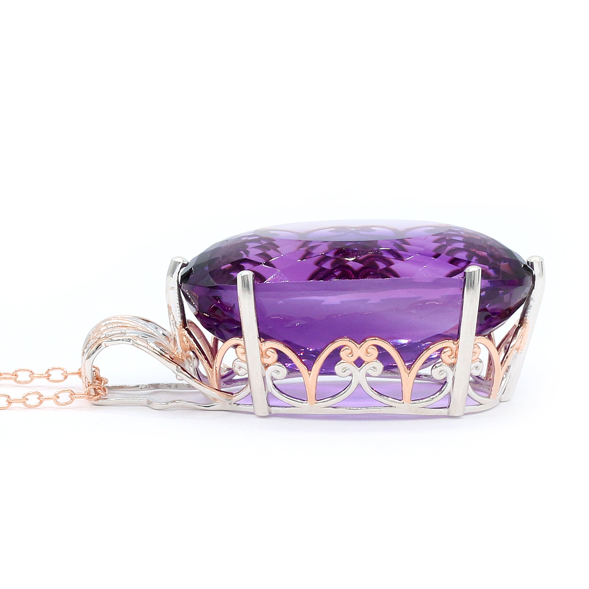 Couture Gems One-of-a-kind 18K Palladium Silver 59.75ctw Tanzanian Amethyst Honker Pendant