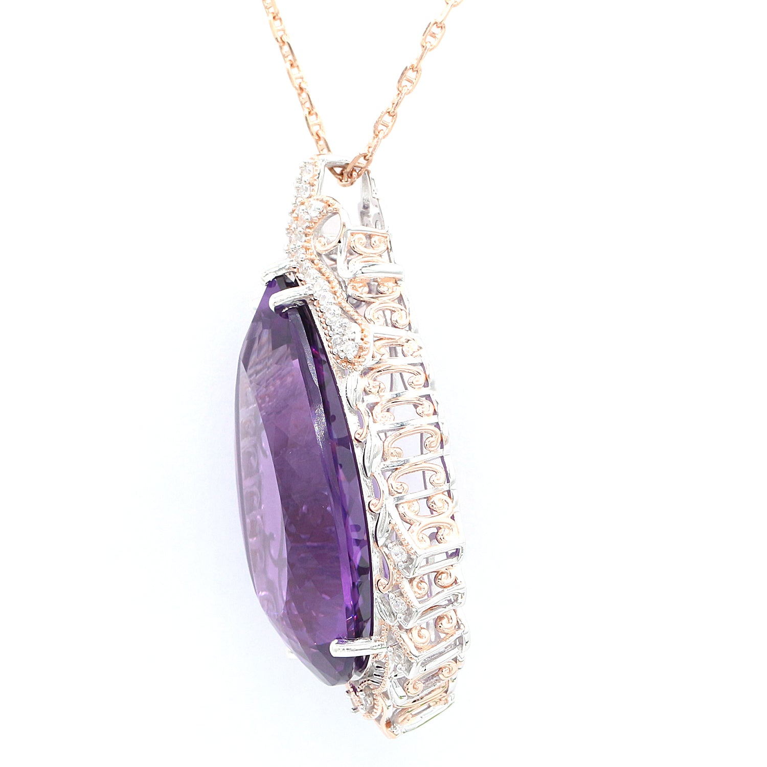 Limited Edition Gems en Vogue One-of-a-kind 71.98ctw Namibian Amethyst & White Zircon Honker Pendant