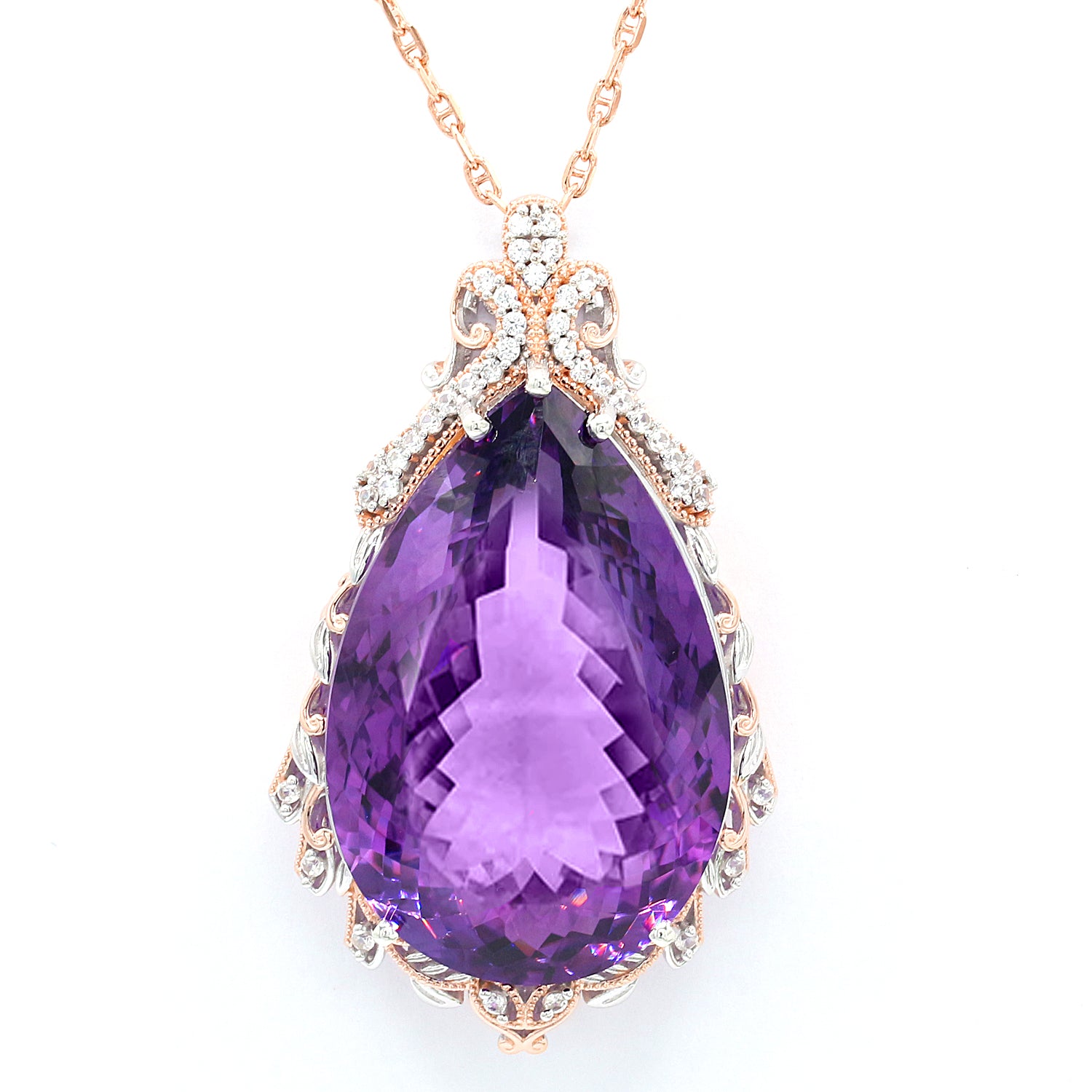 Limited Edition Gems en Vogue One-of-a-kind 71.98ctw Namibian Amethyst & White Zircon Honker Pendant