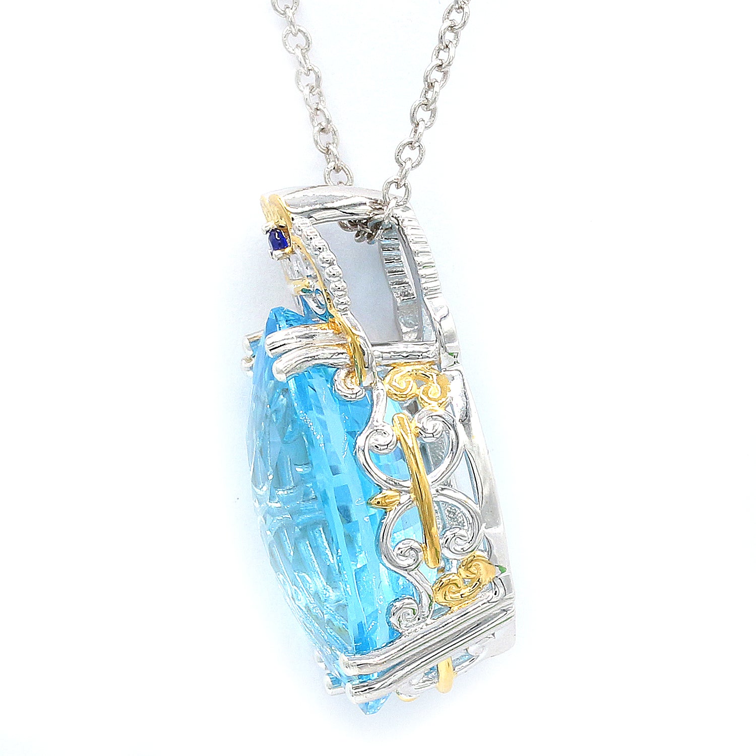 Limited Edition Gems en Vogue One-of-a-Kind 25.03ctw Blue Topaz & Cobalt Blue Spinel Pendant