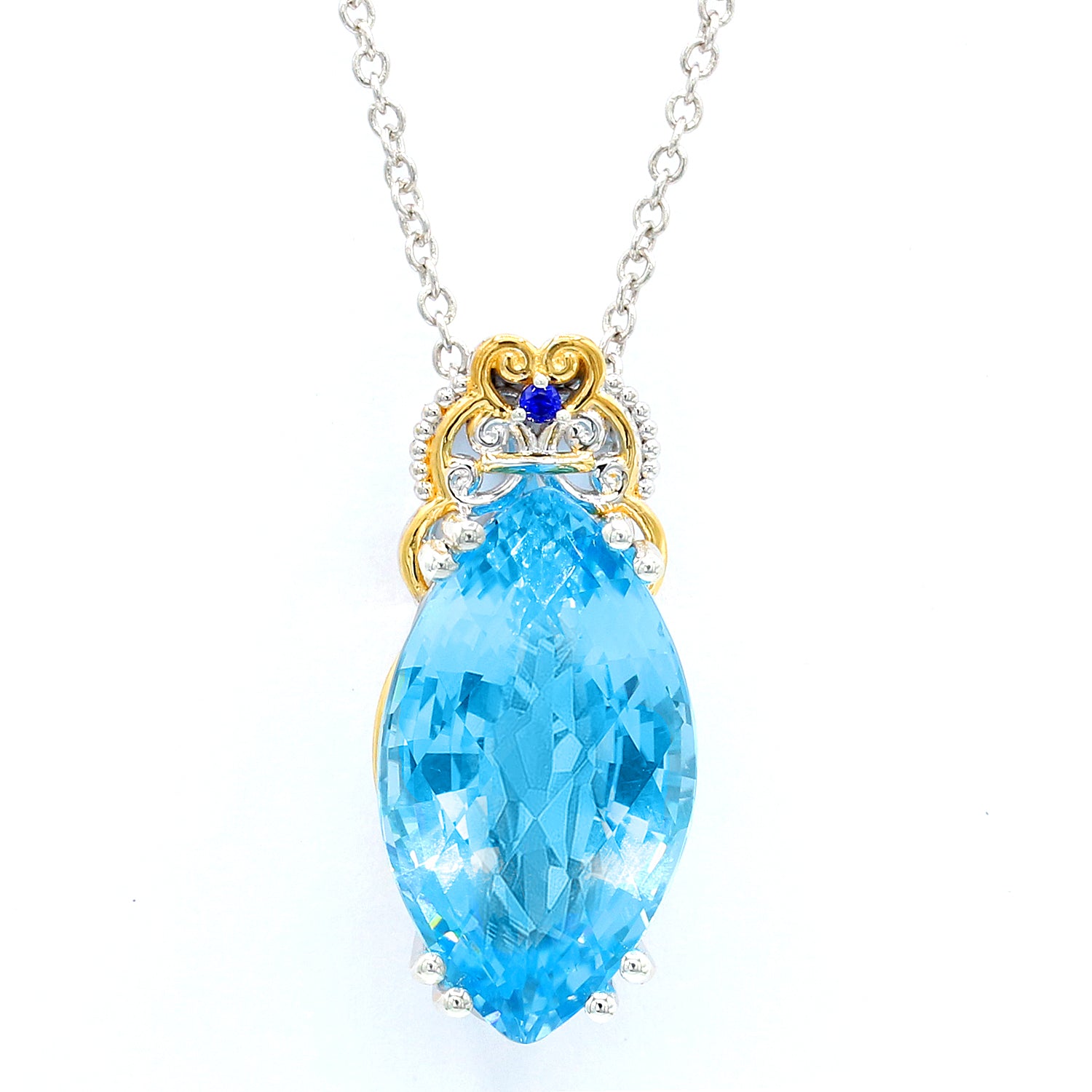 Limited Edition Gems en Vogue One-of-a-Kind 25.03ctw Blue Topaz & Cobalt Blue Spinel Pendant