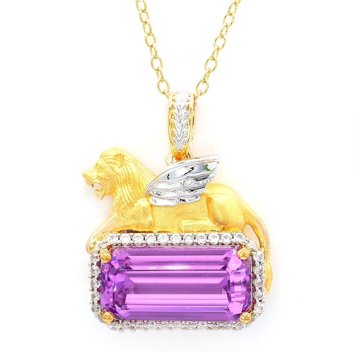 Limited Edition Gems en Vogue Luxe, One-of-a-Kind 16.64ctw Martha Rocha 5A Kunzite & White Zircon Griffin Pendant