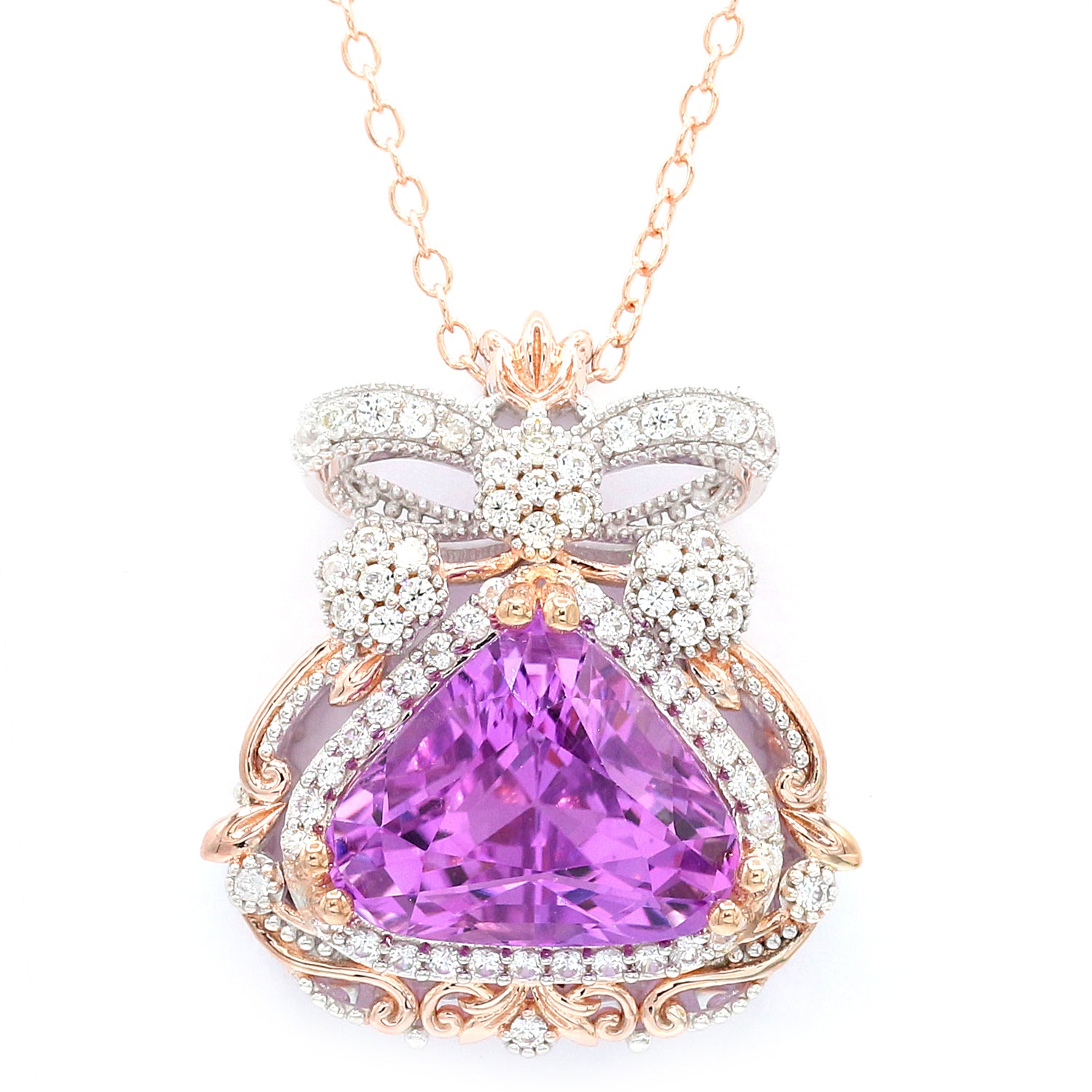 Limited Edition Gems en Vogue Luxe, One-of-a-Kind 17.91ctw Martha Rocha 5A Kunzite & White Zircon Pendant