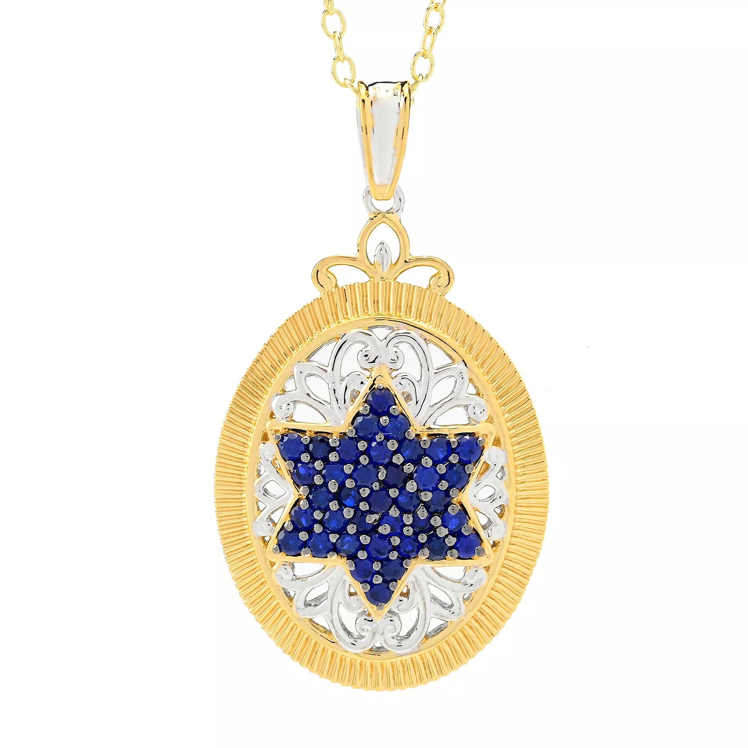 Gems en Vogue 1.18ctw Cobalt Blue Spinel Star of David Pendant