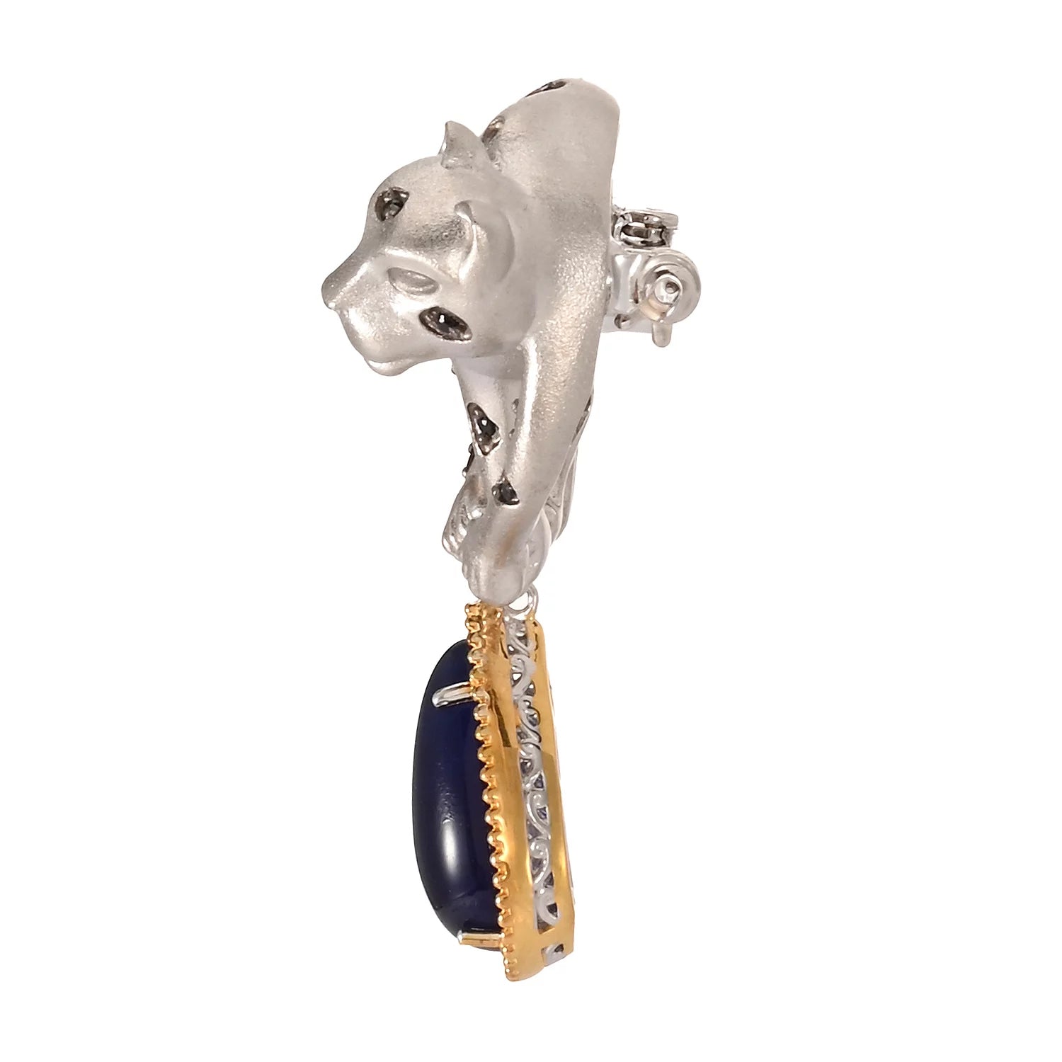 Gems en Vogue Sodalite & Black Spinel Panther Brooch