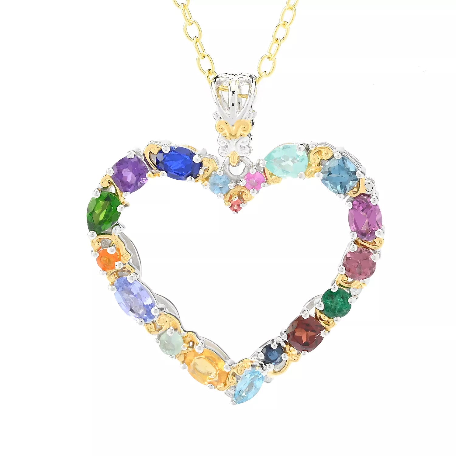 Gems en Vogue 2.03ctw Multi Gemstones Carnival Heart Pendant