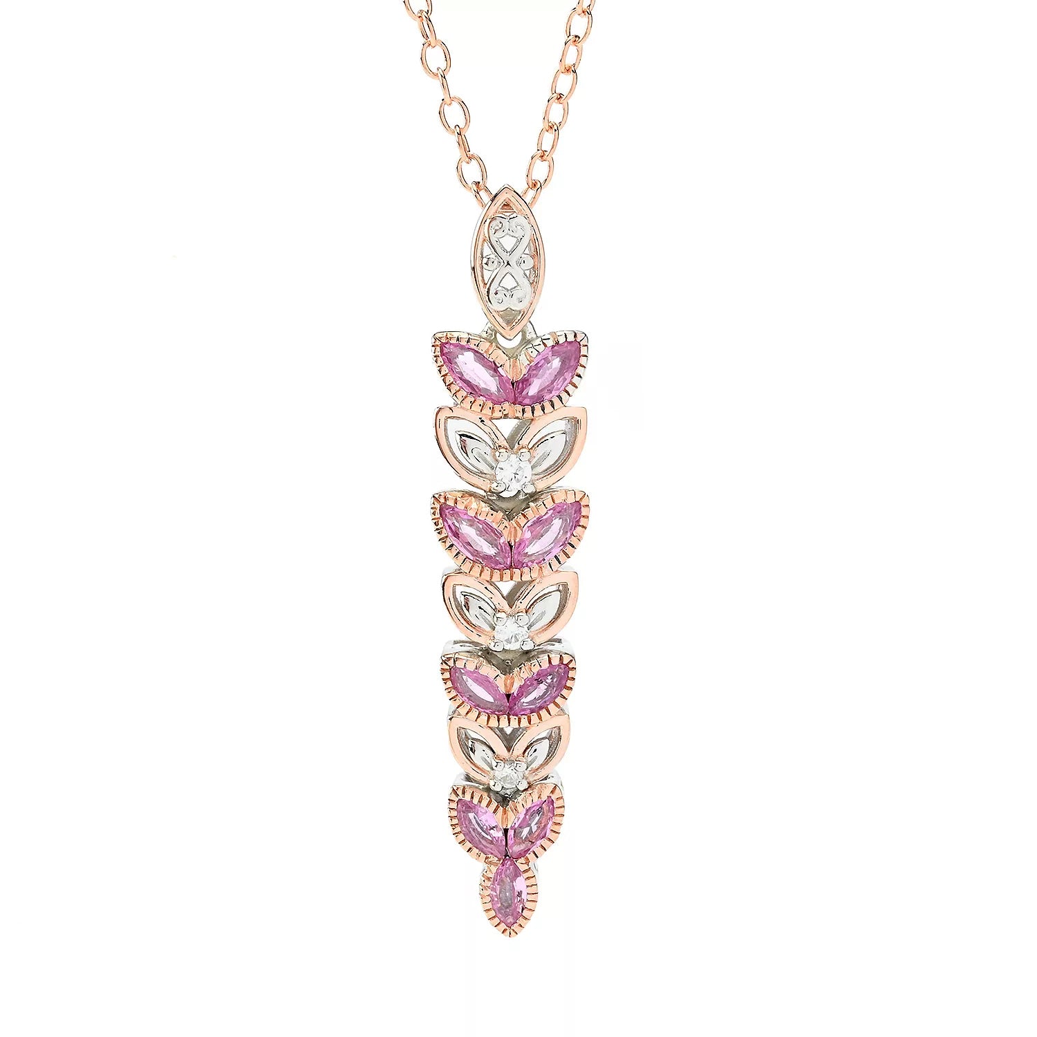 Gems en Vogue 1.36ctw Pink Sapphire & White Zircon Pendant