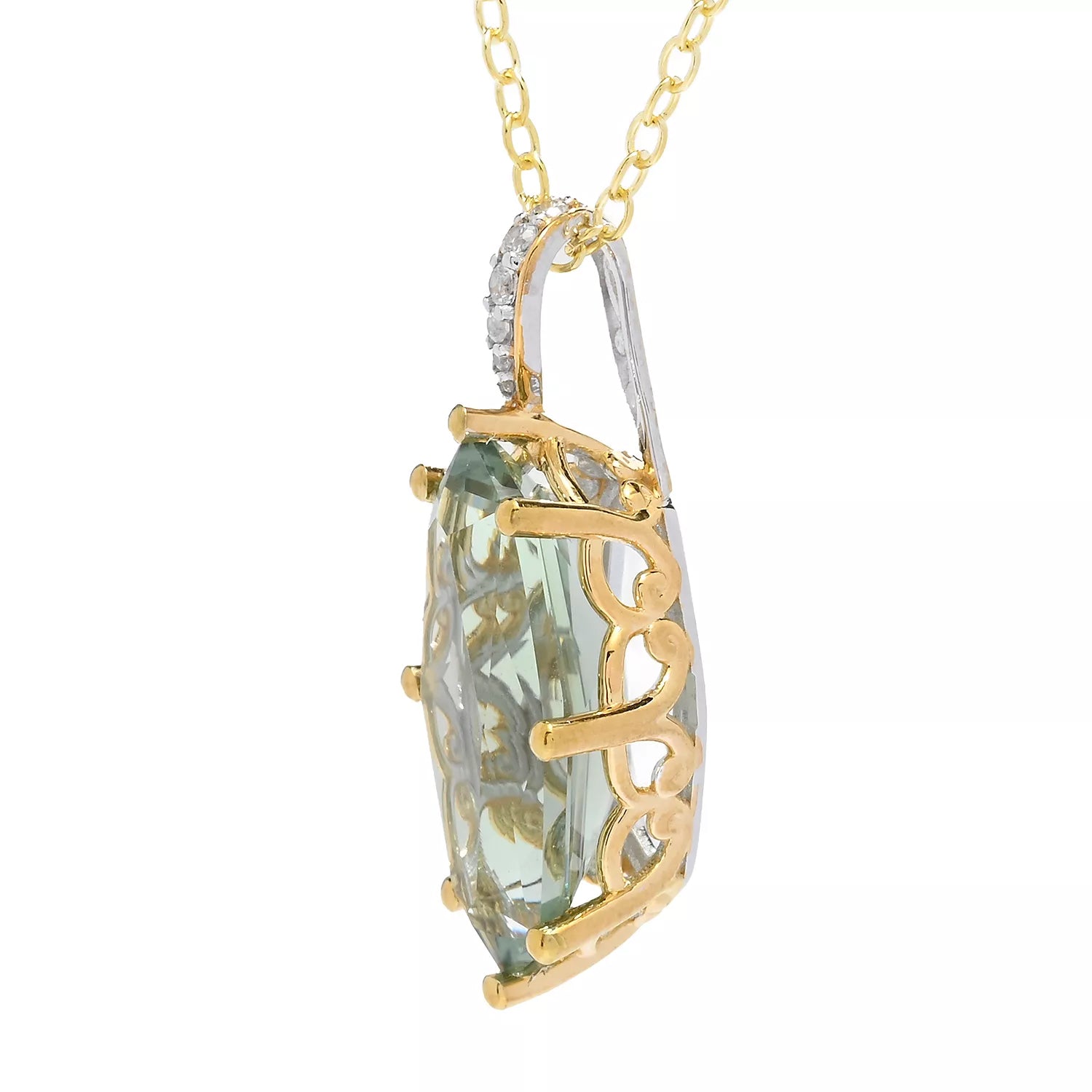 Gems en Vogue 7.08ctw Special Cut Prasiolite & White Zircon Pendant