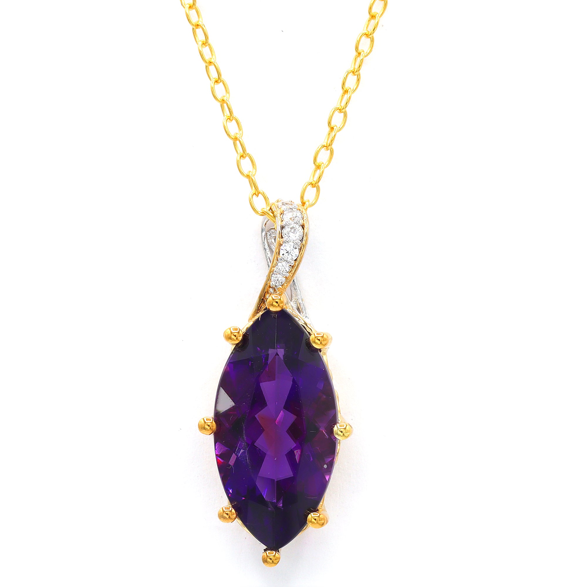 Gems en Vogue One-of-a-kind 24K Palladium Silver 7.38ctw Namibian Amethyst & White Zircon Pendant
