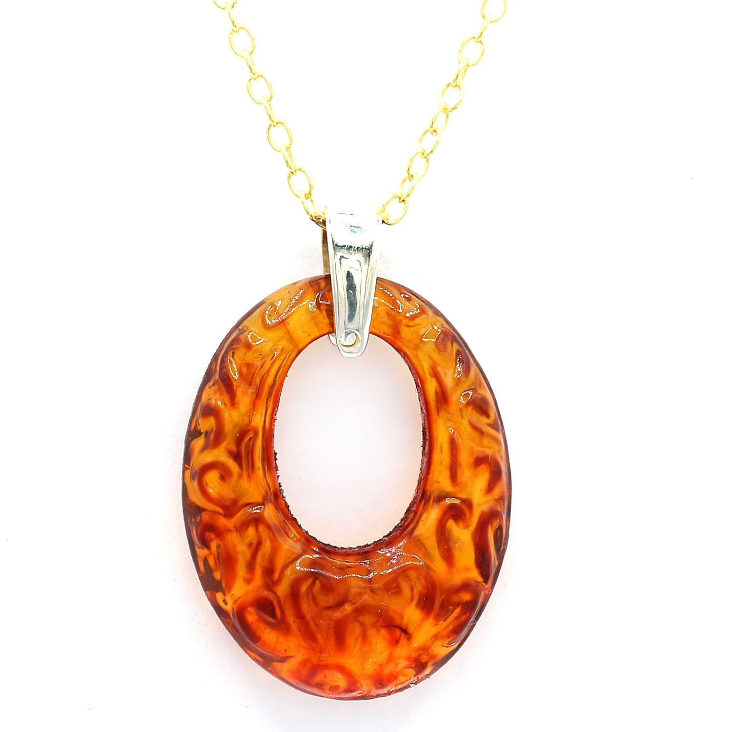 Michael's Originals One-of-a-kind Carved Amber Donut Drop Pendant