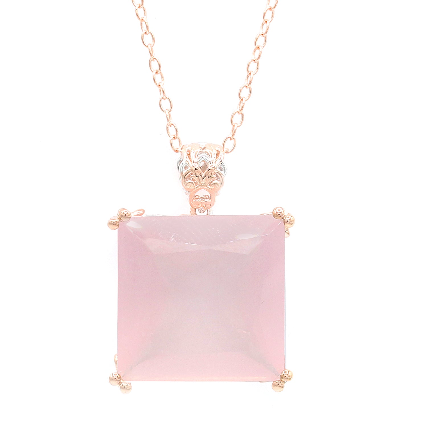 Gems en Vogue 18K Palladium Silver 37.50ctw Rose Quartz Honker Pendant