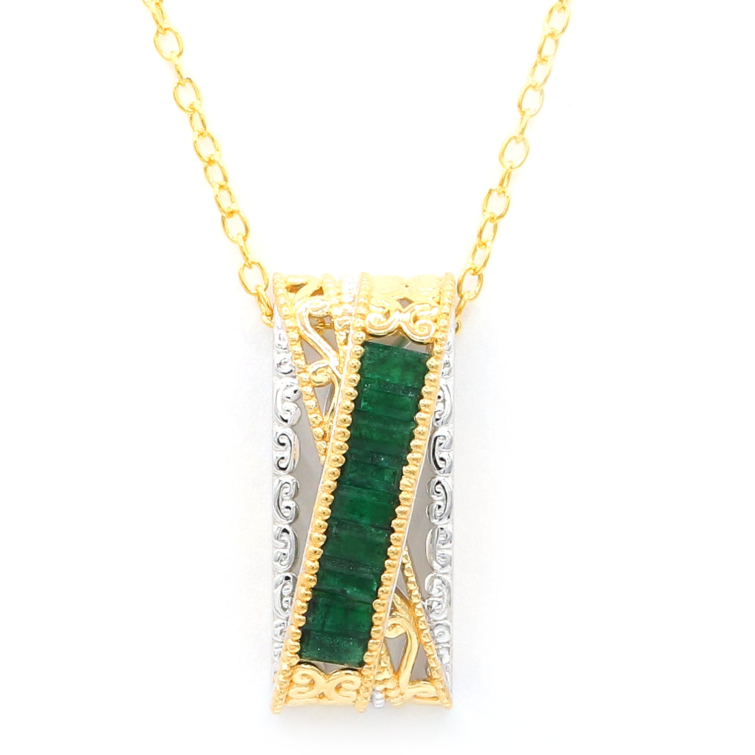 Gems en Vogue 24K Palladium Silver 1.17ctw Grizzly Emerald Highway Pendant