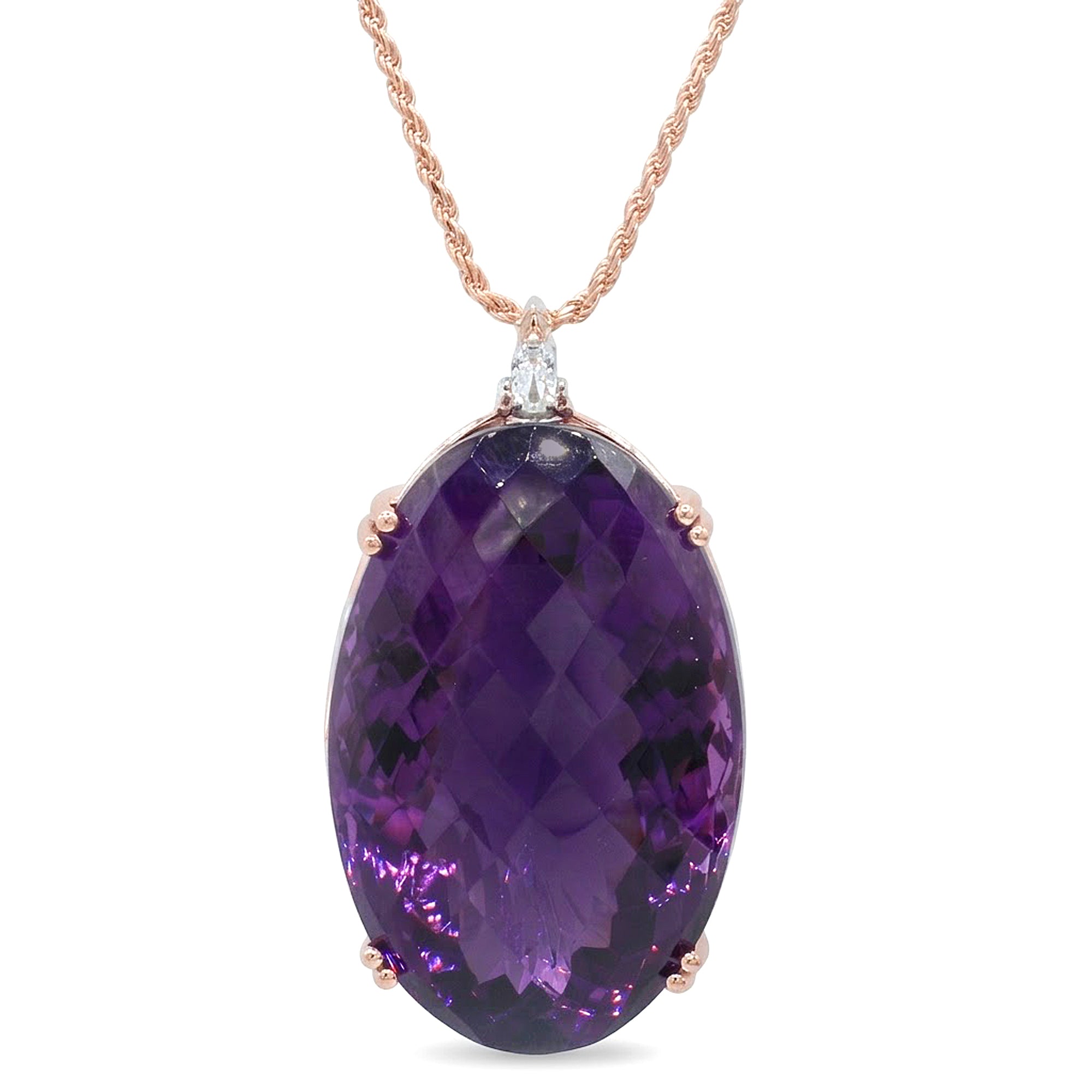 Couture Gems One-of-a-kind 18K Palladium Silver 132.99ctw Tanzanian Amethyst & White Zircon Honker Pendant
