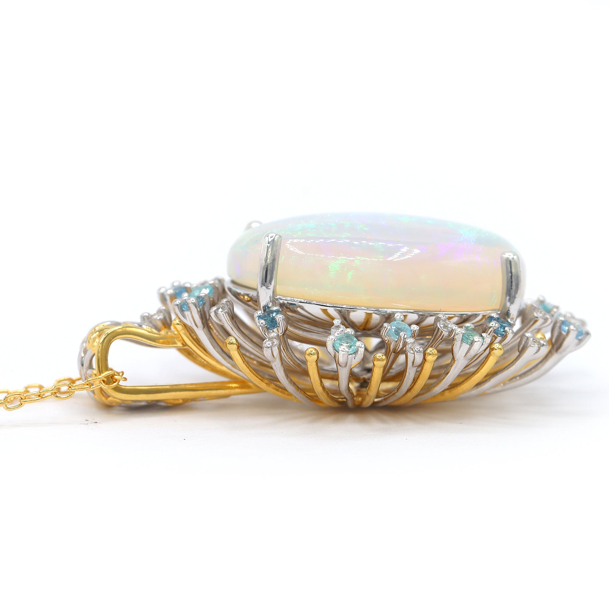 Couture Gems One-of-a-Kind 24K Palladium Silver 16.01ctw White Ethiopian Opal & Multi Gemstones Pendant