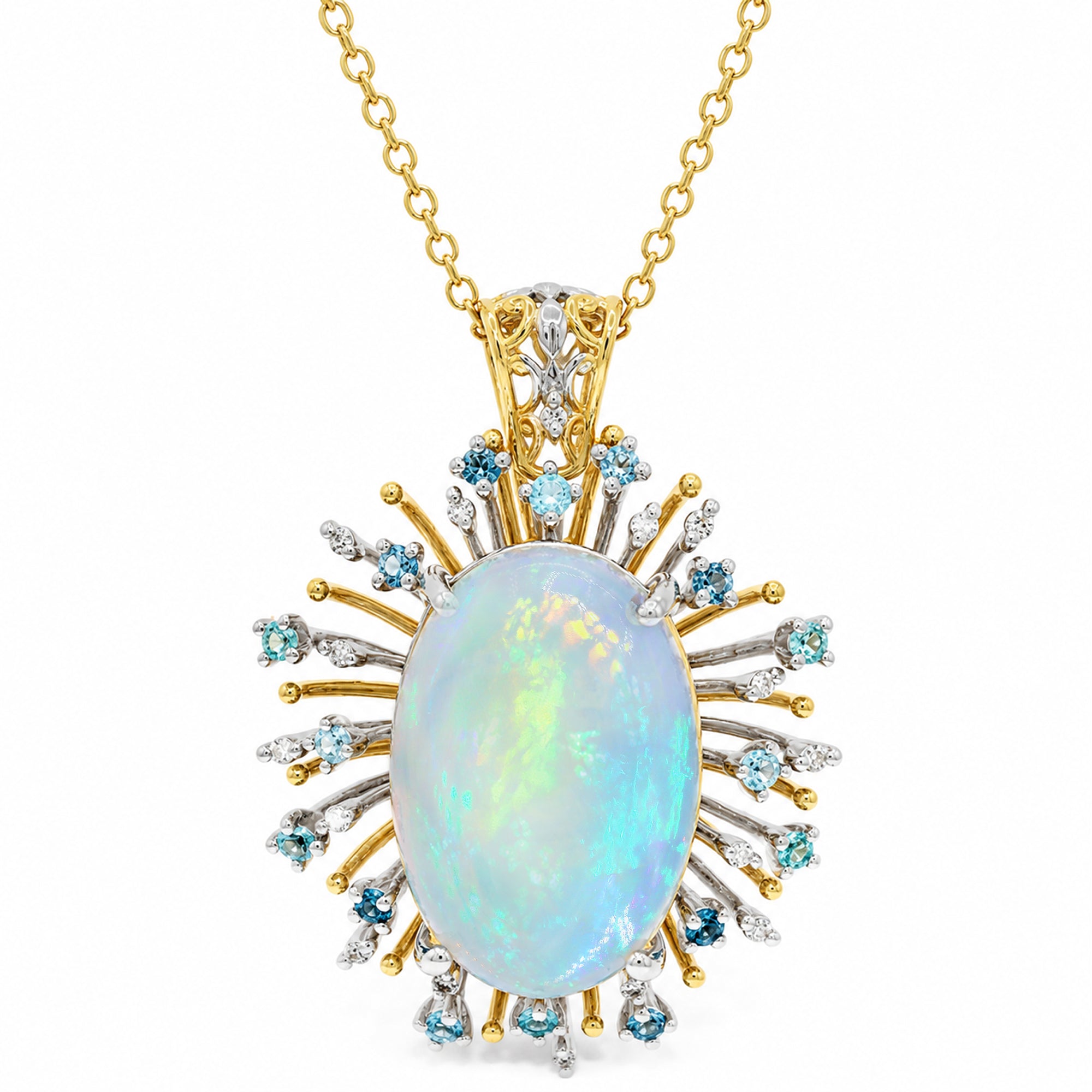 Couture Gems One-of-a-Kind 24K Palladium Silver 16.01ctw White Ethiopian Opal & Multi Gemstones Pendant