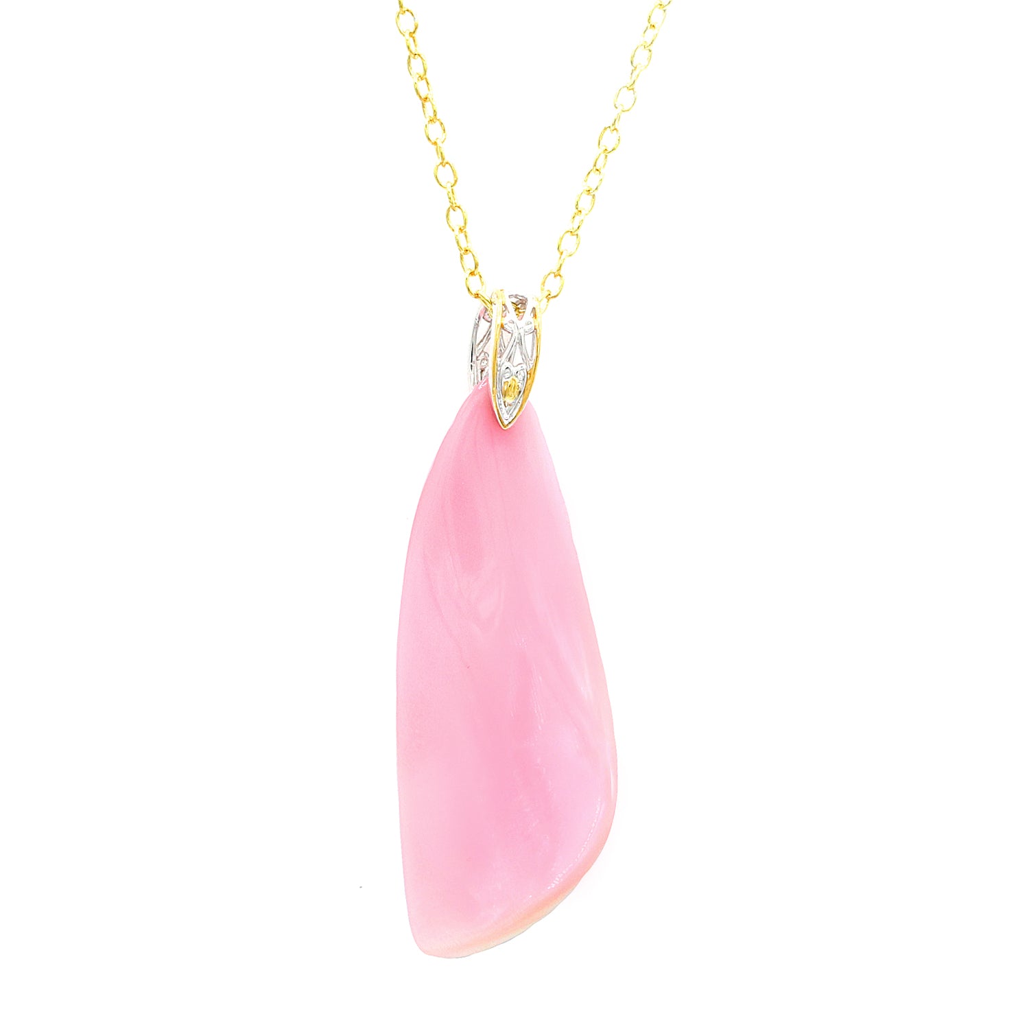 Gems en Vogue 24K Palladium Silver Special Cut Pink Conch Shell Pendant