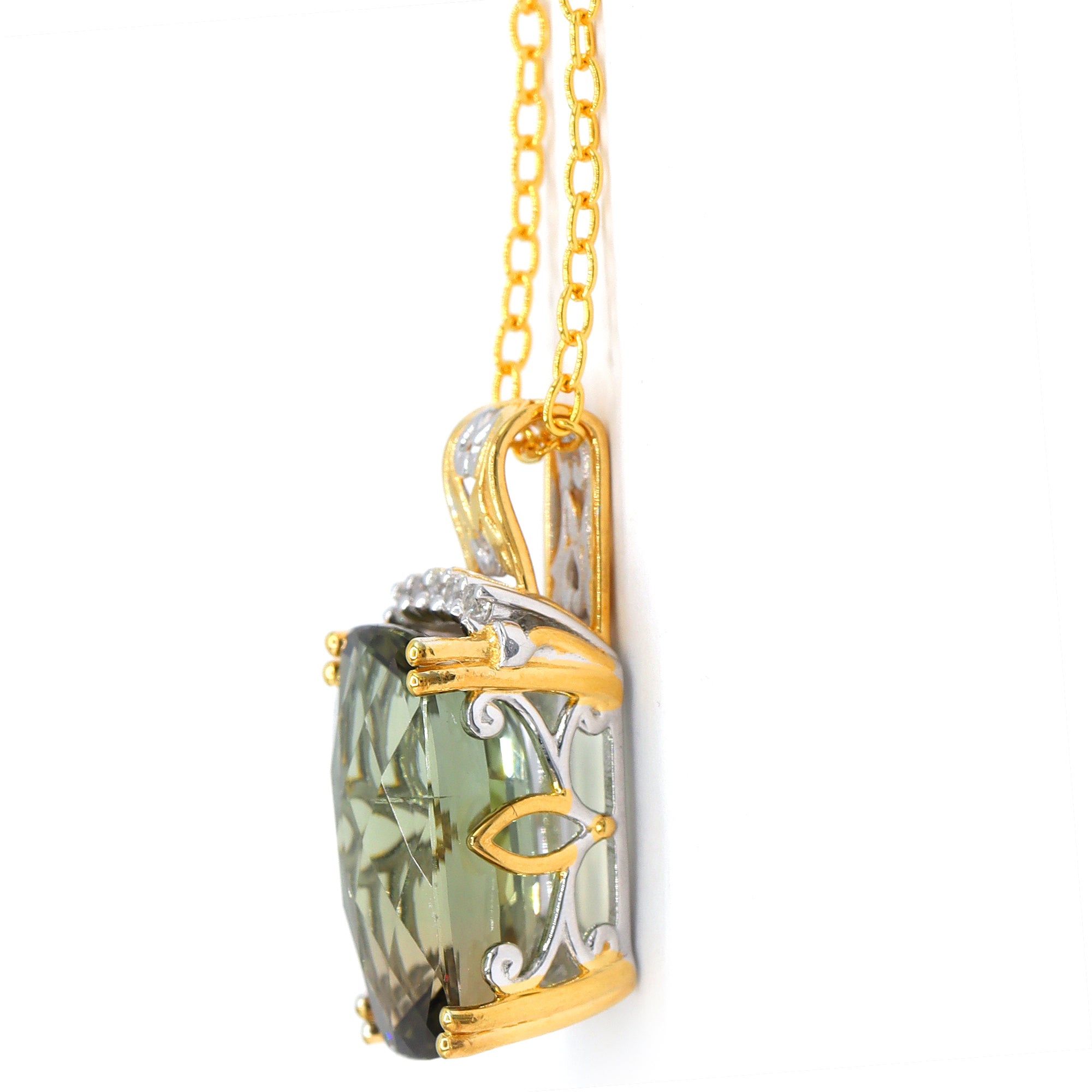 Couture Gems One-of-a-Kind 24K Palladium Silver 7.54ctw Bi-Color Desert Tourmaline & White Zircon Pendant