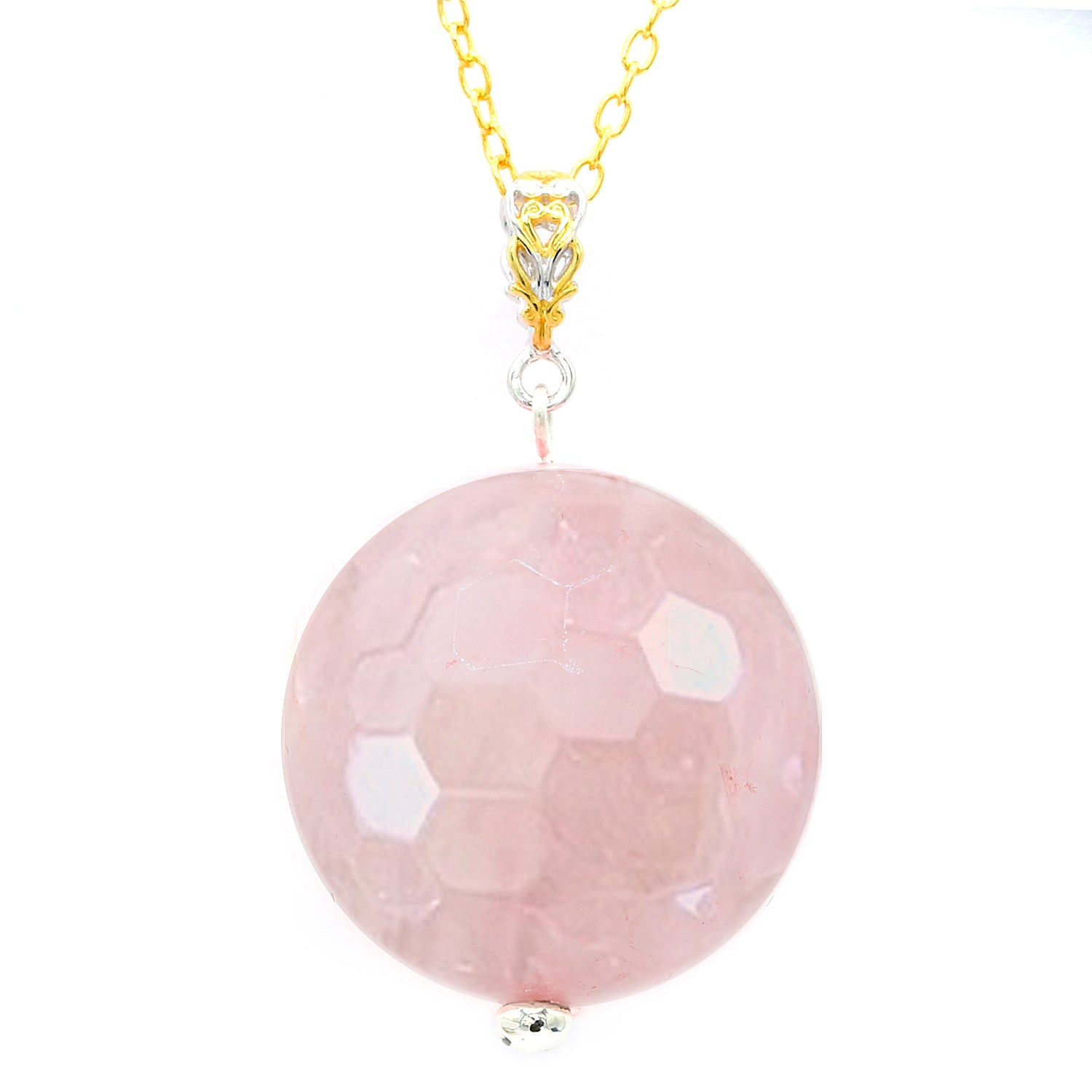 Gems en Vogue 24K Palladium Silver Rose Quartz Faceted Bead Drop Pendant