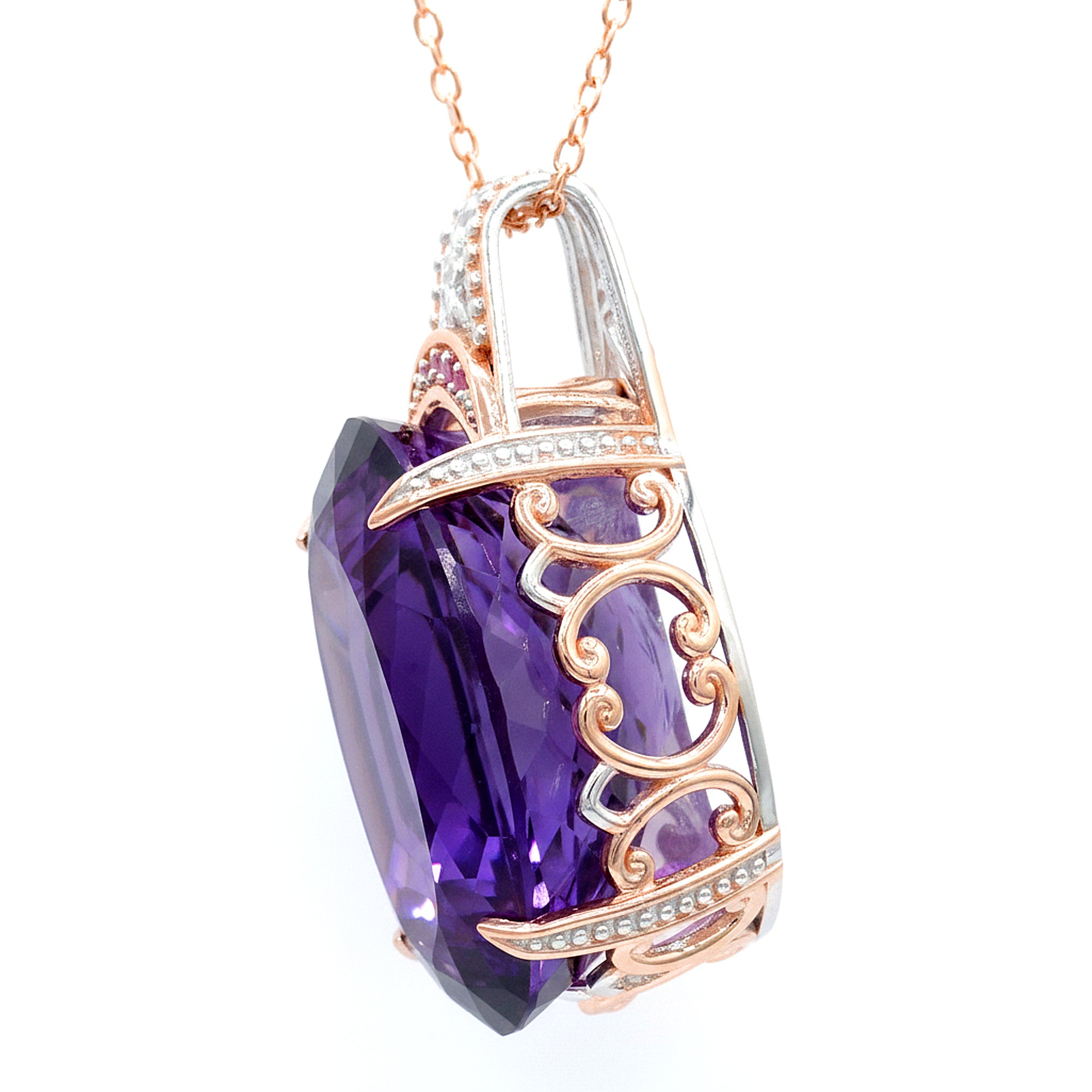 Couture Gems One-of-a-kind 82.45ctw Tanzanian Amethyst & Pink Sapphire Honker Pendant