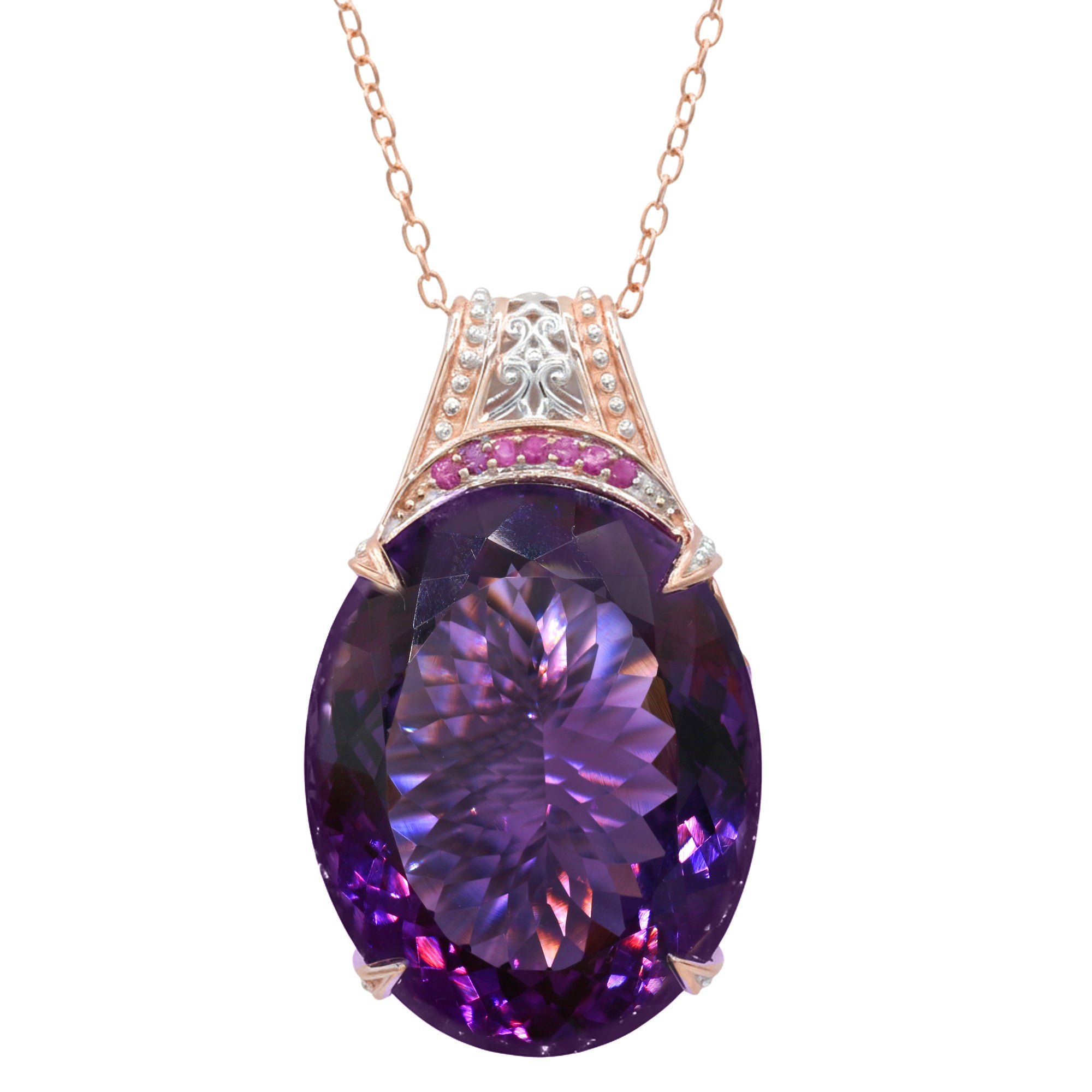 Couture Gems One-of-a-kind 82.45ctw Tanzanian Amethyst & Pink Sapphire Honker Pendant