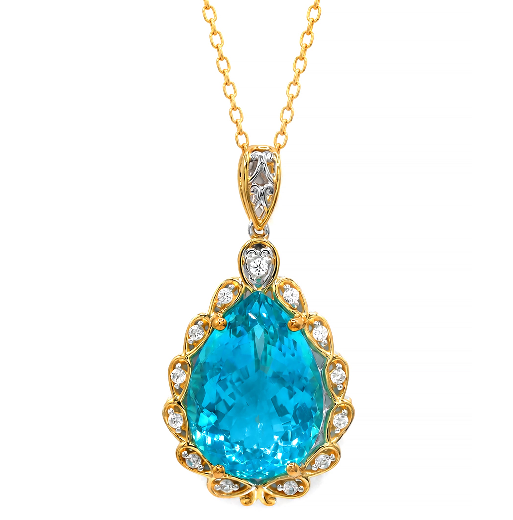 Gems en Vogue One-of-a-Kind 24K Palladium Silver 14.21ctw Paraiba Topaz & White Zircon Pendant