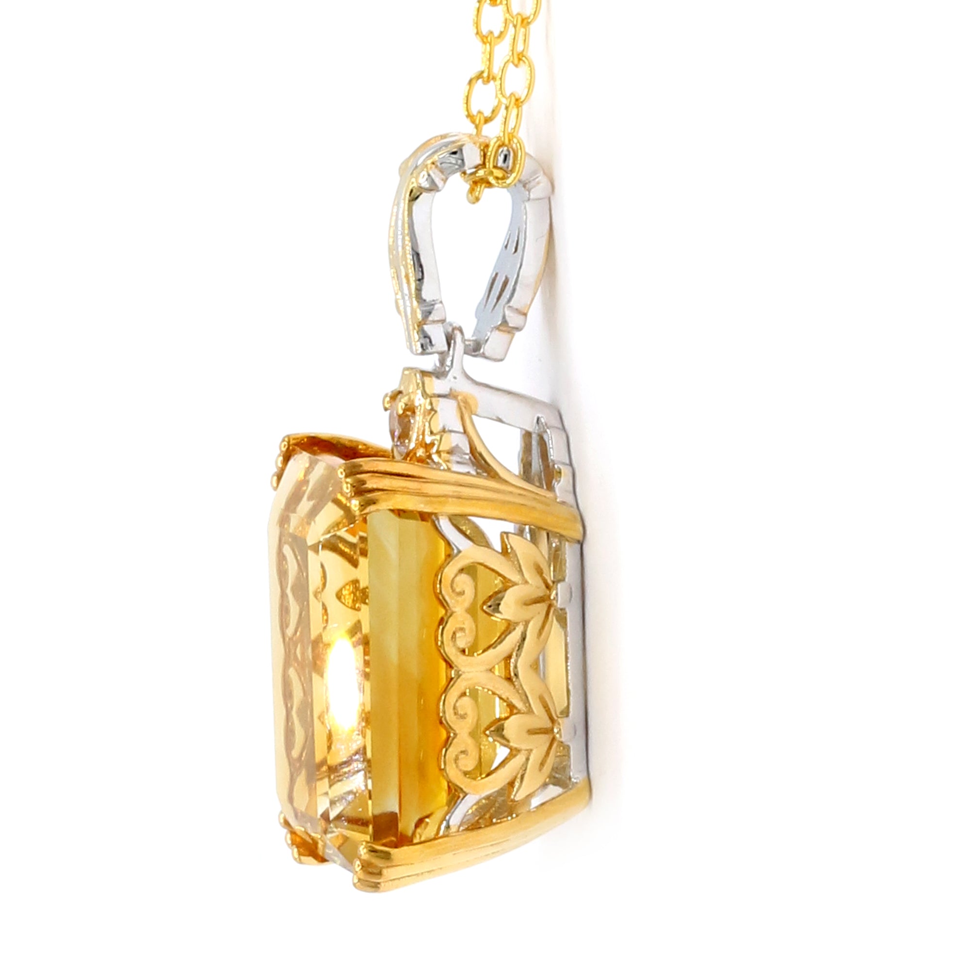 Pendentif croix Gems en Vogue citrine de feu bolivienne et zircon blanc 6,66 carats