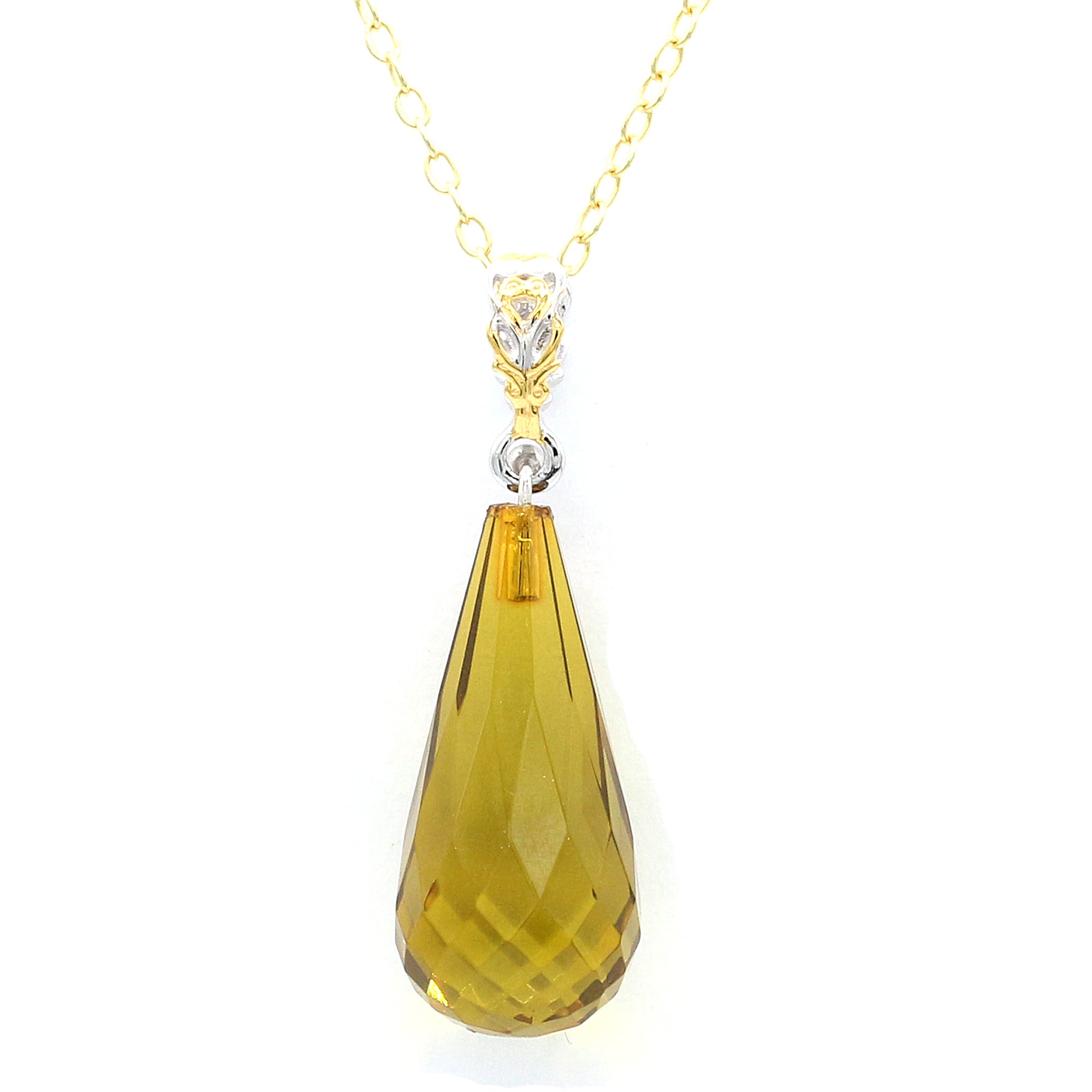 Gems en Vogue One-of-a-kind 24K Palladium Silver Yellow Amber Drop Pendant